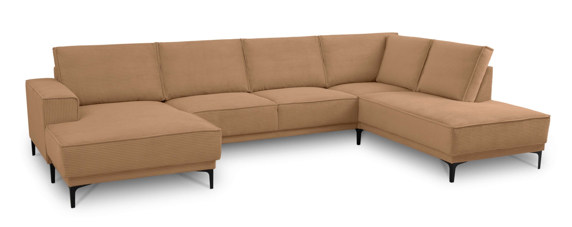 OTTO home Wohnlandschaft »XXL Sofa Oland, Struktur, Flachgewebe, Luxus-Microfaser, Boucle« U-Form, 345 cm, Wellenunterfederung, Skandi-Design, Metallfüße