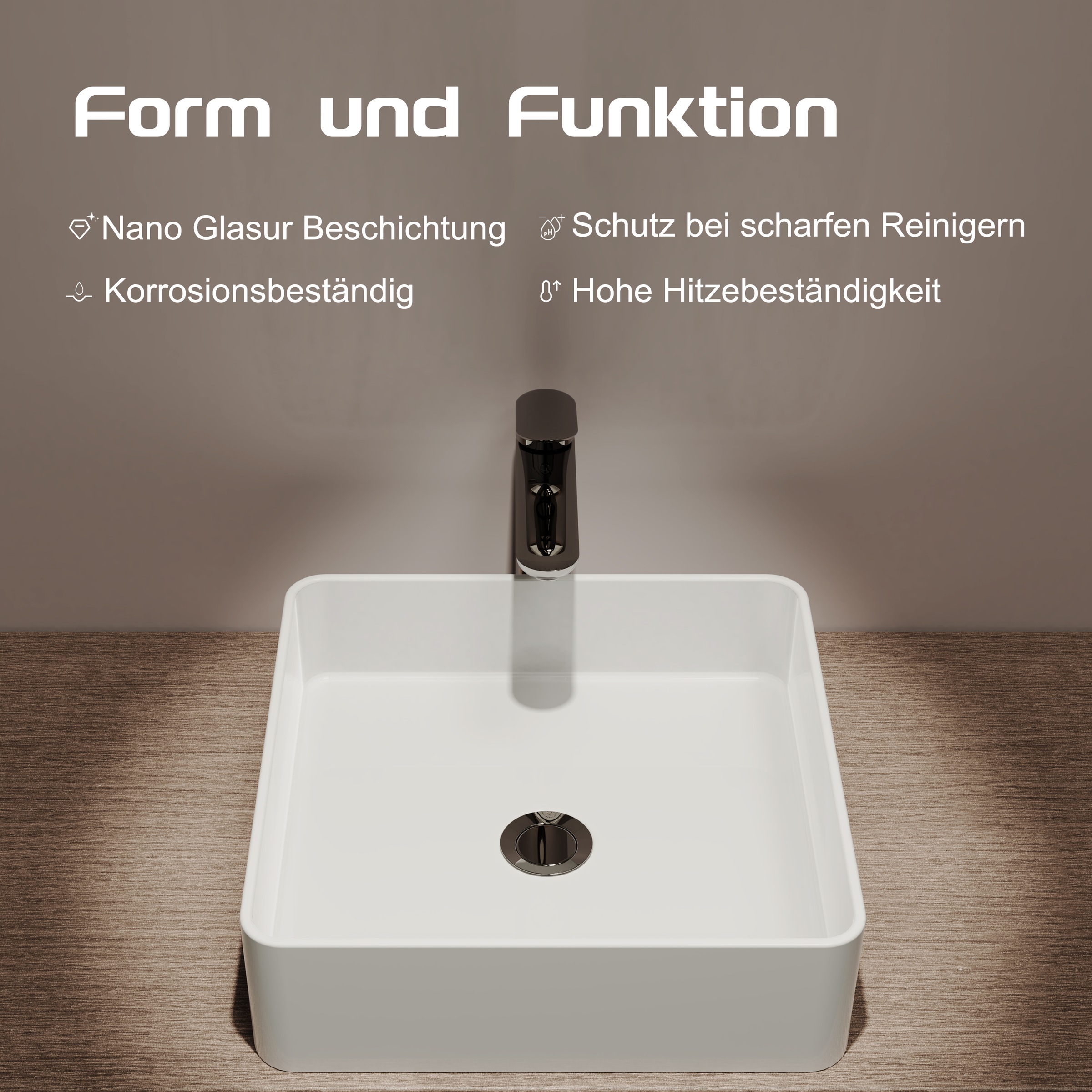 welltime Aufsatzwaschbecken »QUADRINO« NANO Glasur