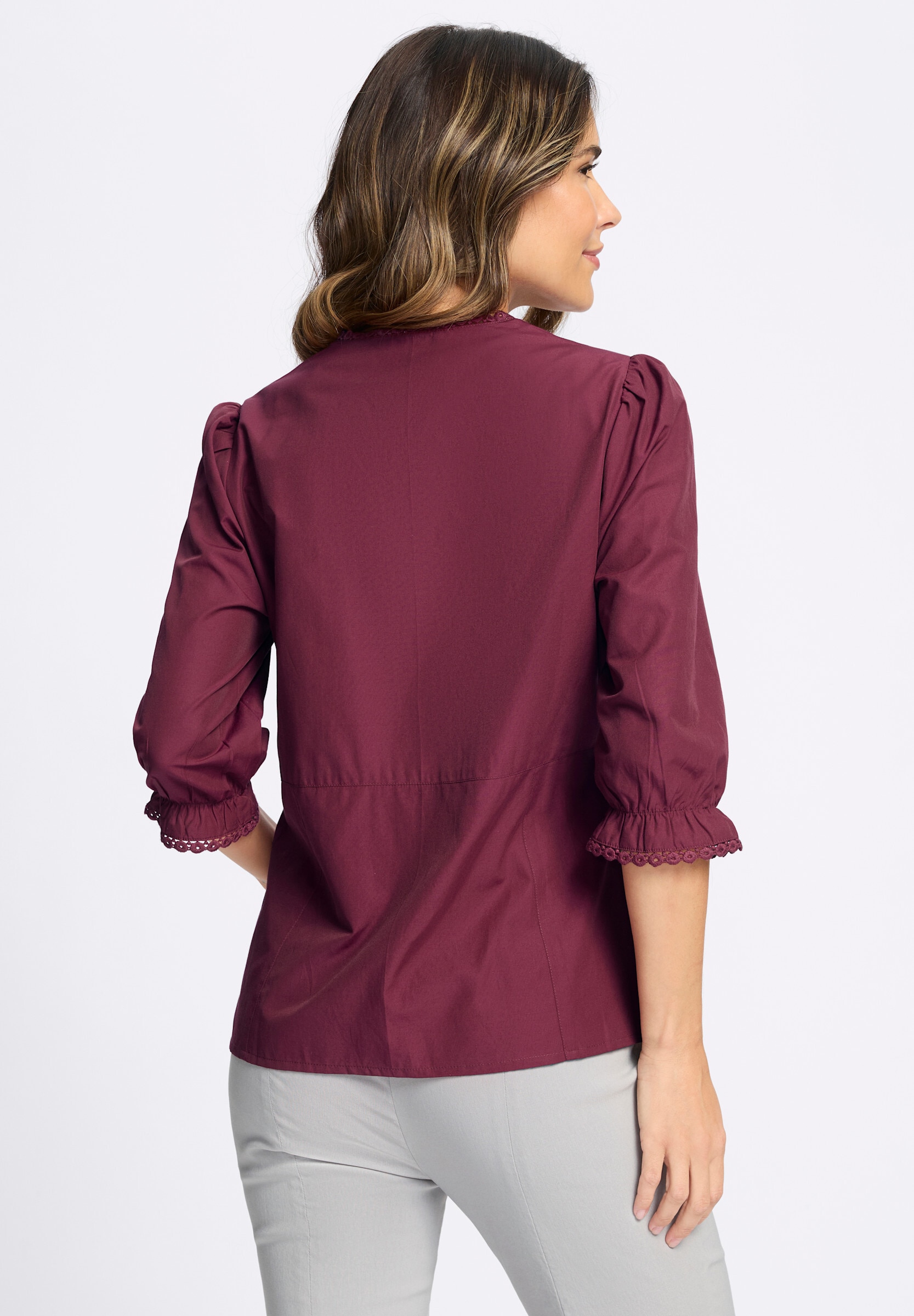 Sieh an! Trachtenbluse »3/4-Arm-Bluse Trachtenbluse mit 3/4-langen Puffärmeln«