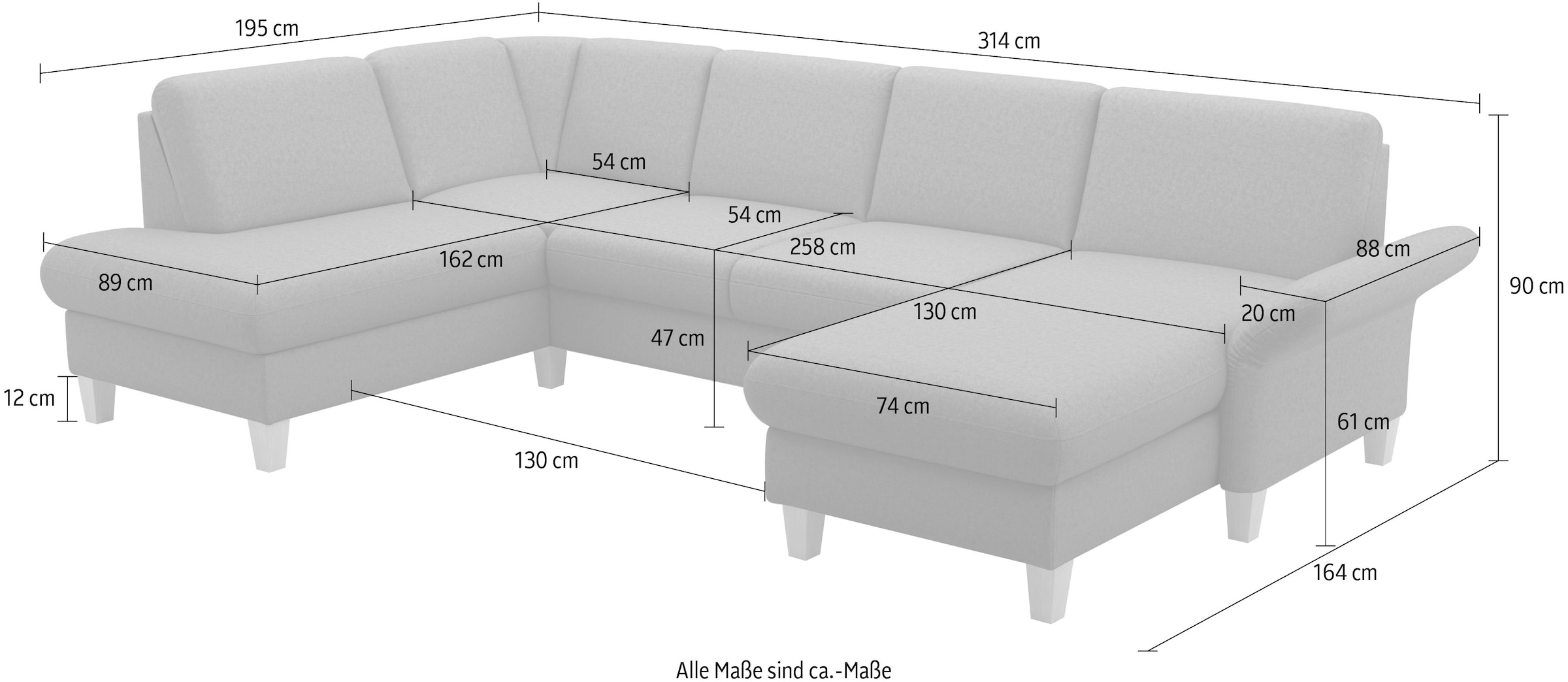 Home affaire Wohnlandschaft »Rochelle, U-Form«, optional mit Armteilverstellung, mit Bettfunktion & Bettkasten