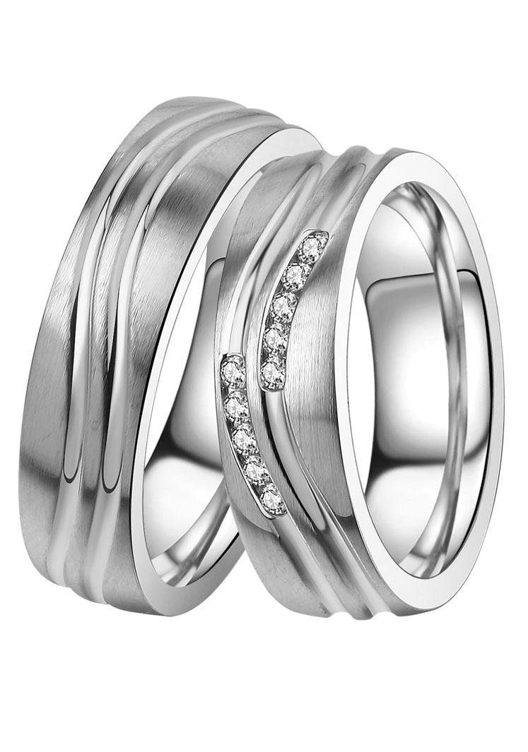 DOOSTI Trauring »Schmuck Geschenk Edelstahl mit Trauring Partnerring online kaufen Ehering OTTO in o. Germany, bei Zirkonia LIEBE«, ohne Made