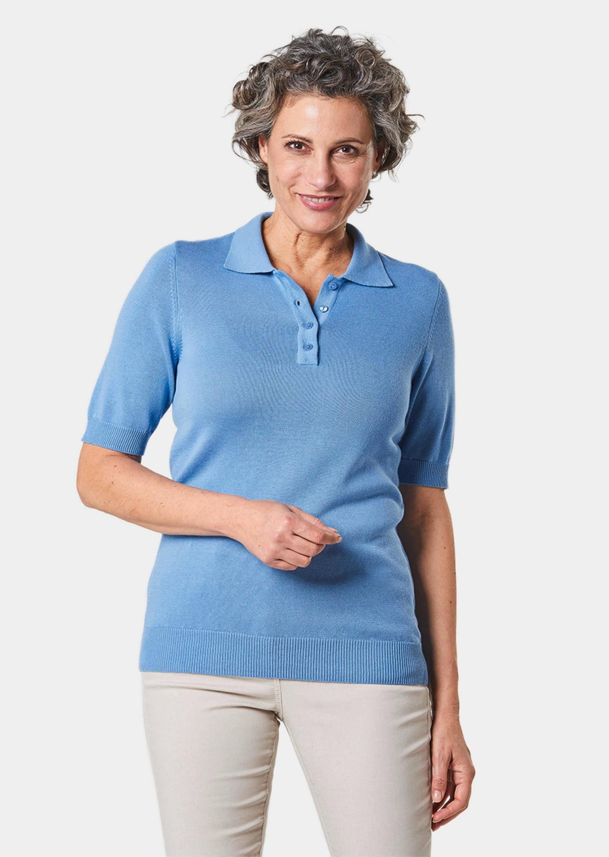 GOLDNER Kurzarmpullover »Polopullover Kurzarm Strickpullover mit adrettem Kragen«