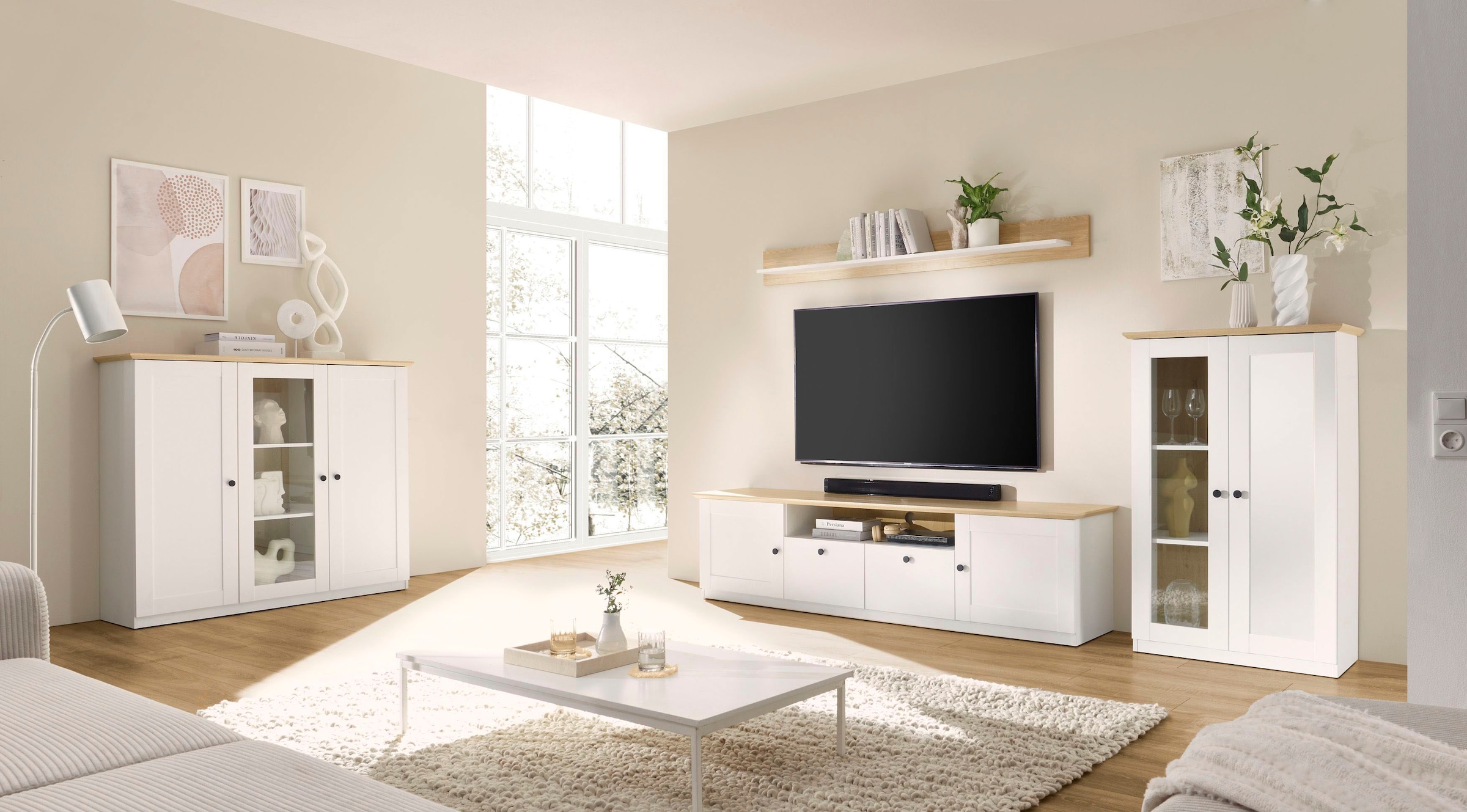 OTTO home Wohnwand »Brest, Anbauwand im Landhausstil, Komplettset, Wohnzimmer-Set« Set, 3 Stk. tlg.