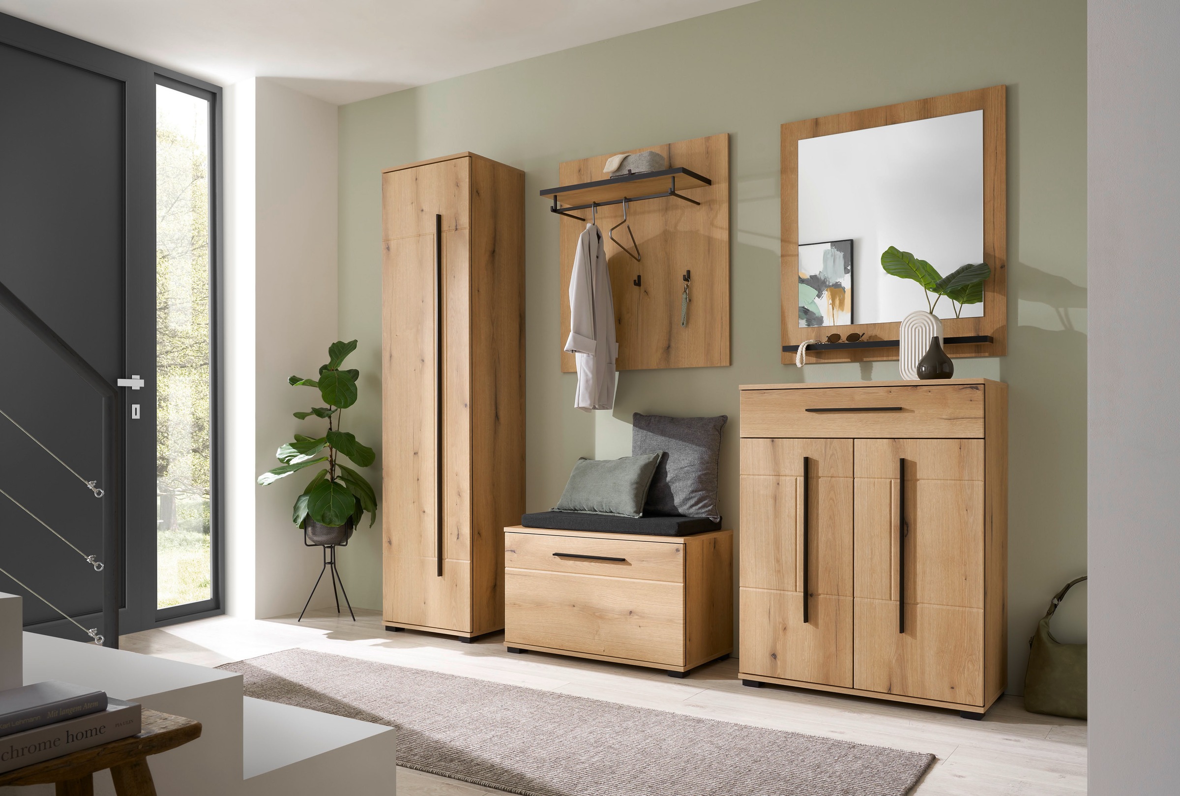 Home affaire Garderobenspiegel »Cantara, Spiegel in zwei Farben, modernes, zeitloses Design« universell einsetzbar, mit Ablagefläche, eckig, 79 cm breit