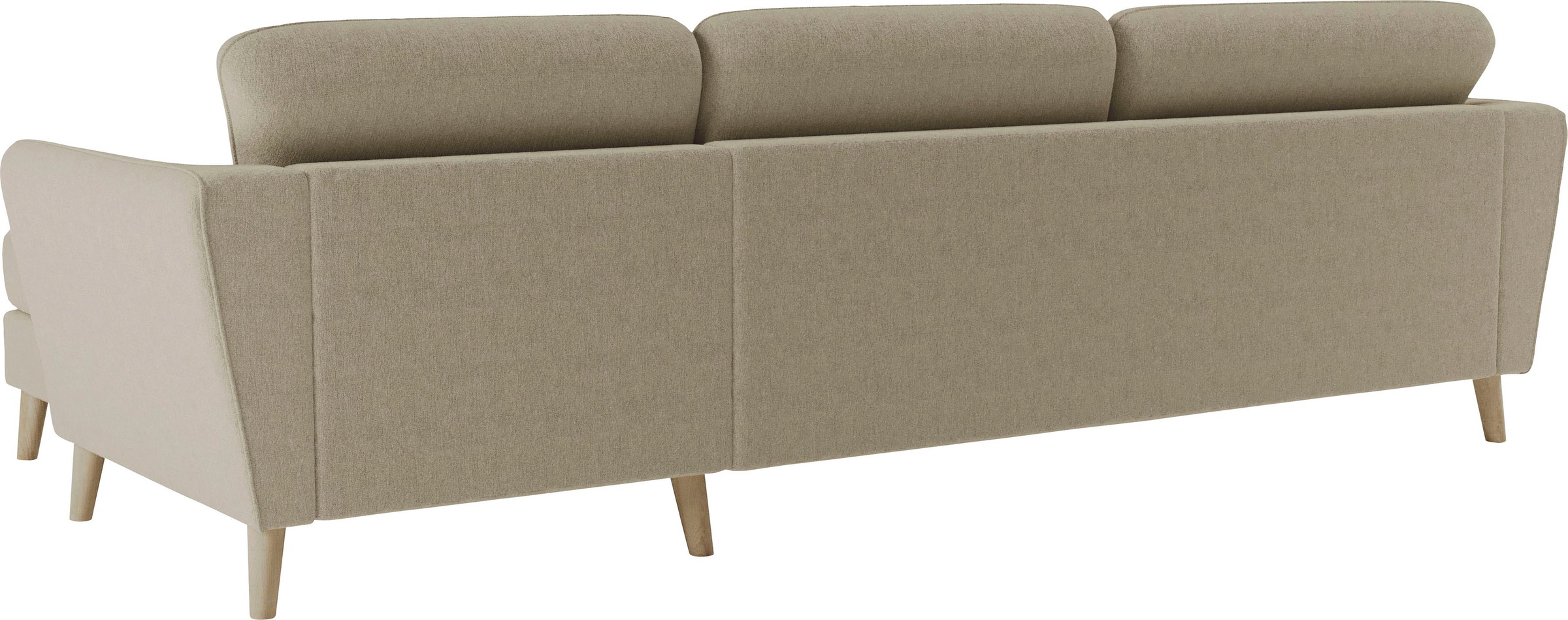 Home affaire Ecksofa »MARSEILLE (279/152cm),L-Form, Rec. rechts/links, verschiedene Bezüge«, Massivholzbeine Eiche, Landhausstil, Wellenunterfederung