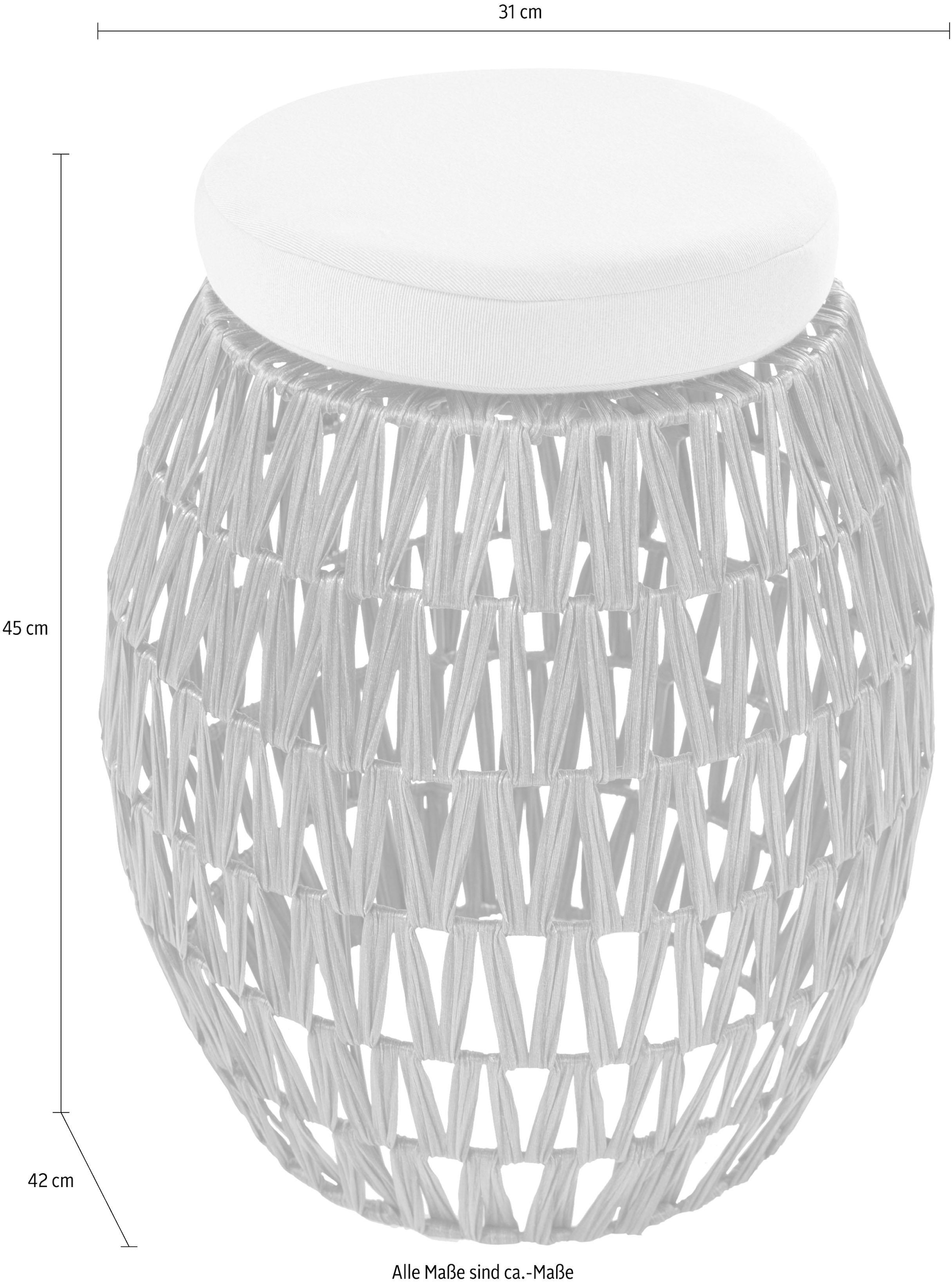 Kayoom Rattanstuhl »Stuhl / Hocker Alba Dunkelbraun, 2er-Set Rattan-Hocker, Bast-Optik«, 1 St., Unikat, in Handarbeit gefertigt, Sitzfläche mit dickem Kissen