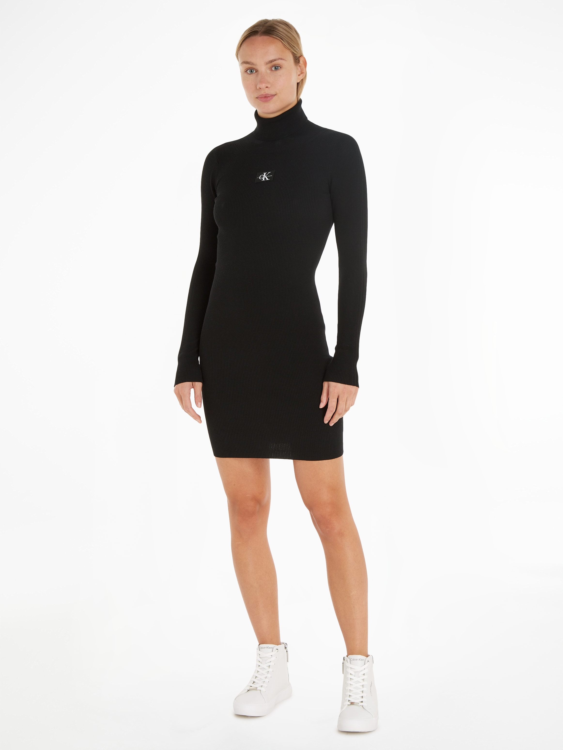 Strickkleid »BADGE ROLL NECK SWEATER DRESS«