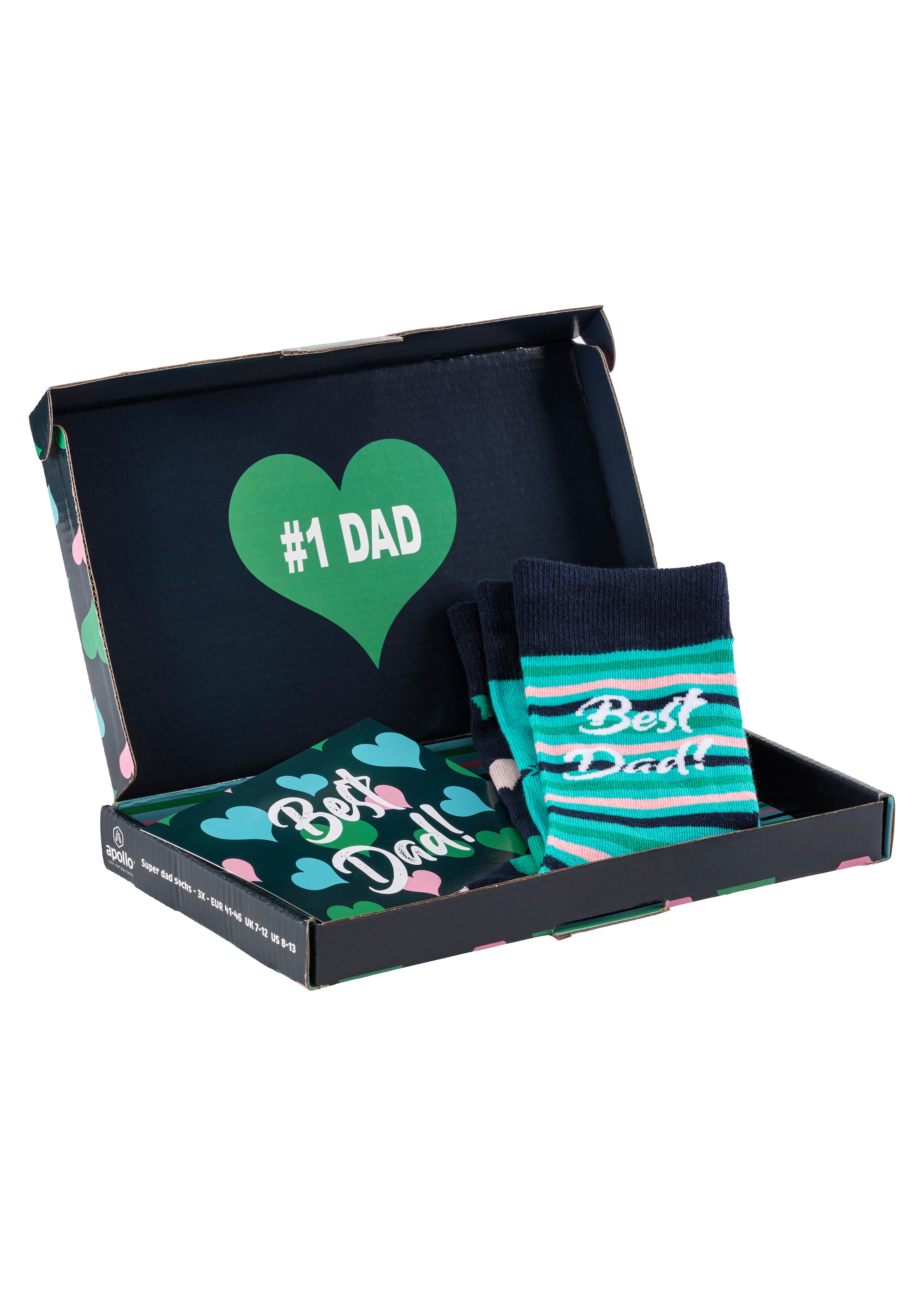 Apollo  Apollo Socken »Geschenkbox Super-Dad oder Best Dad«, (3er Pack), verschiedenfarbige...