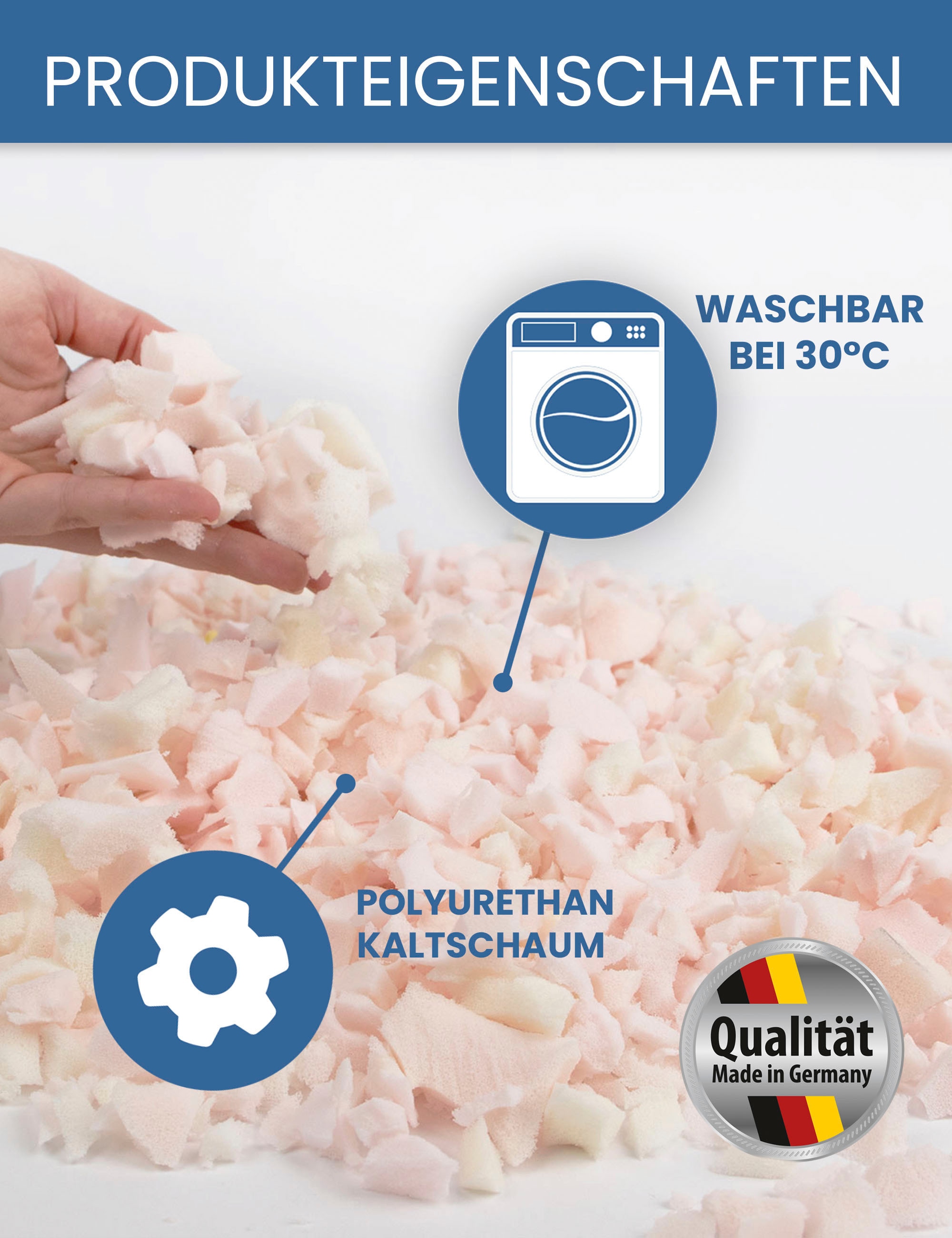Primaflor-Ideen in Textil Kissenfüllung »Schaumstoffflocken«, Füllmaterial für Kissen, Polster, Kuscheltiere & Puppen, waschbar