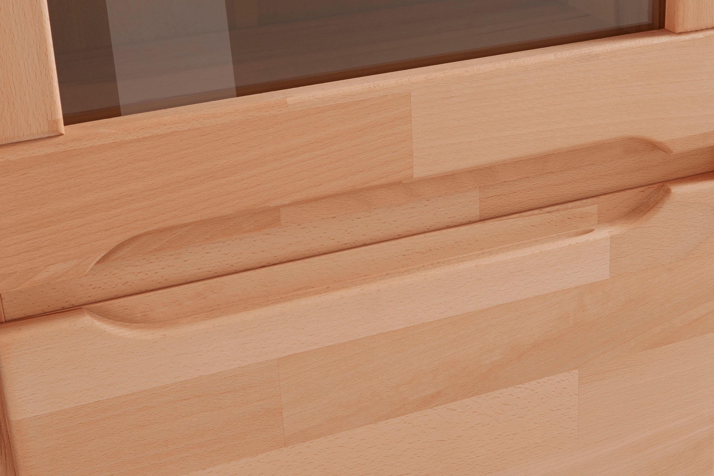 Home affaire Vitrine »DENIS80,B/T/H:90/40/145cm, Front massivhozl, geölt, Stauraumvitrine« 1 Tür mit Glaseinsatz, Einlegeboden versetzbar, 4 offene Fächer