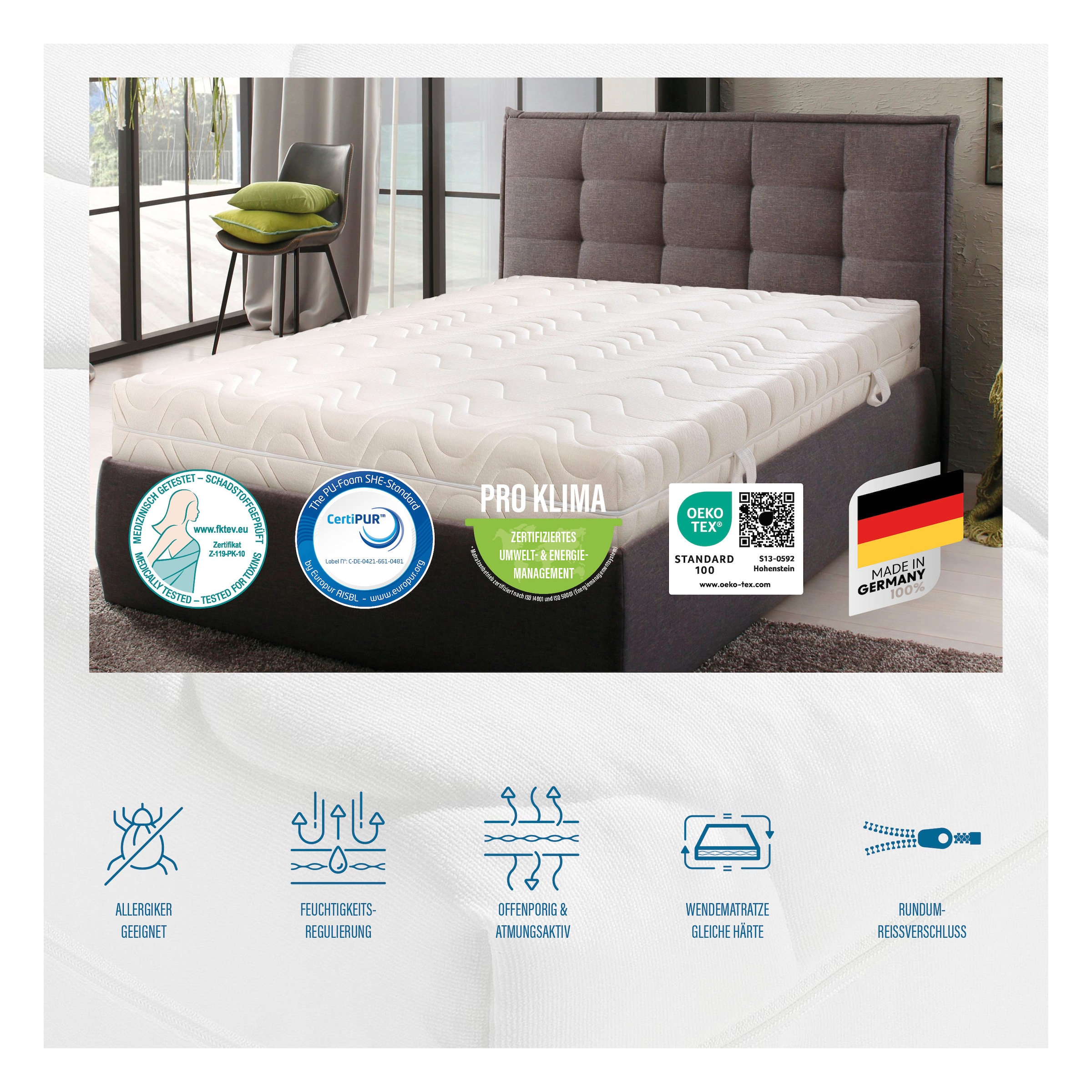Beco Komfortschaummatratze »KS Luxus«, 27 cm hoch, Raumgewicht: 30 kg/m³, (1 St.), Wähle aus einem Polyester- oder einem natürlichen Baumwollbezug!