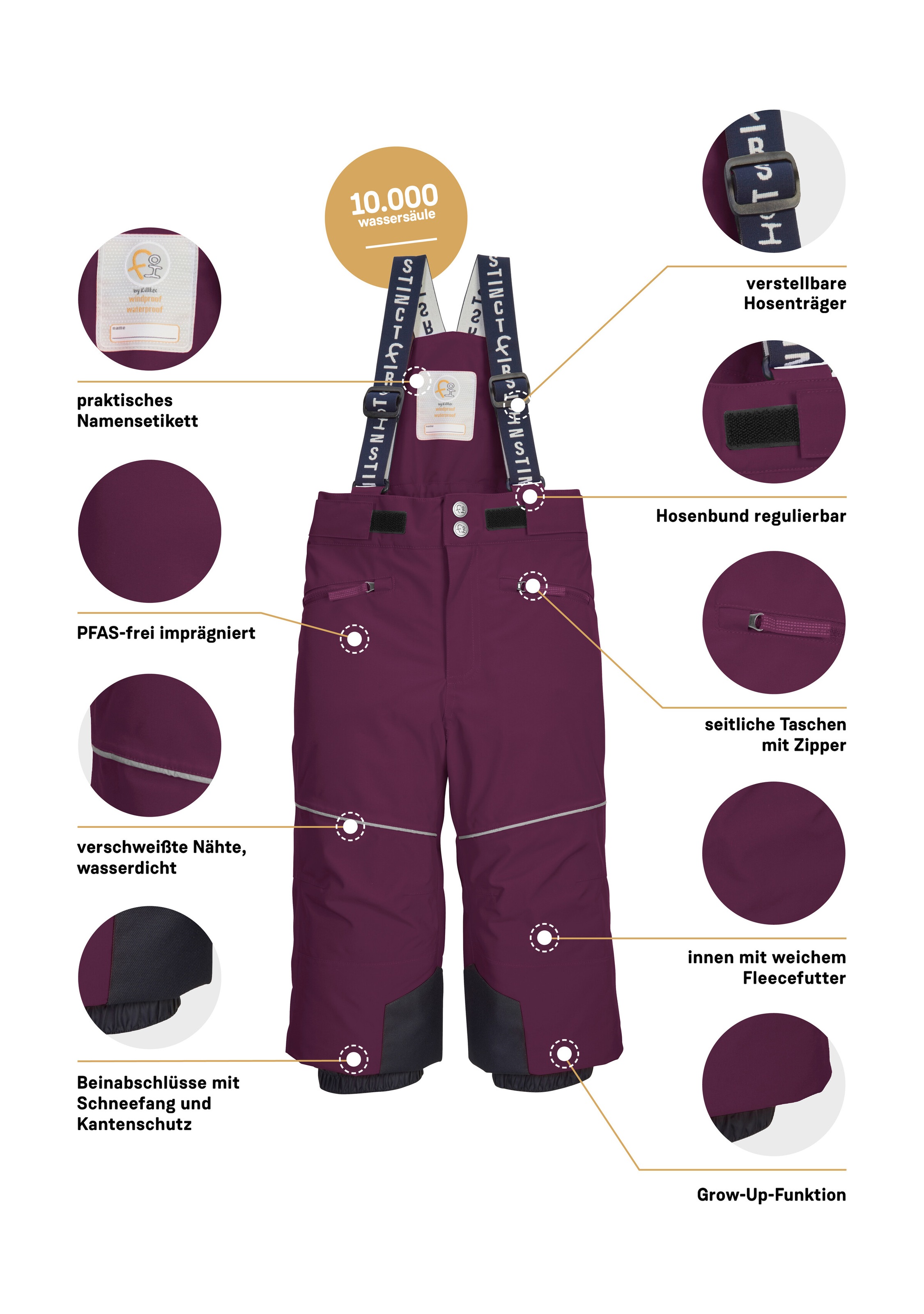 first instinct by killtec Skihose »FISW 48 MNS SKI PNTS«, Wasser- und winddichte Schneehose mit Grow-Up-Funktion und PFAs-frei