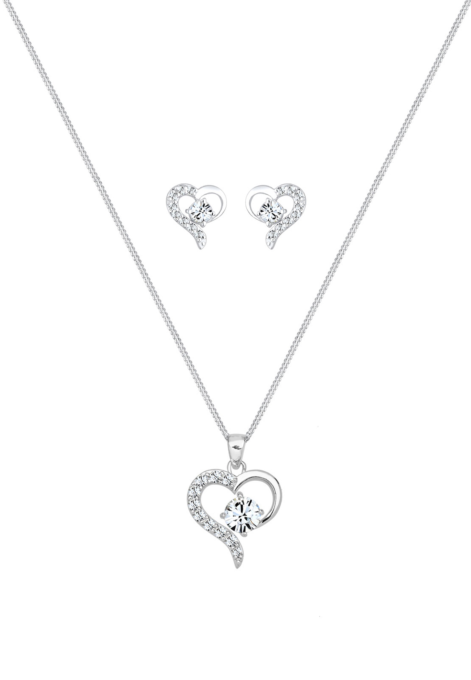 Elli Ohrring und Ketten Set »Schmuckset Set mit Herz Weiß 925 Sterling Silber, mit Kristallen von Swarovski®«