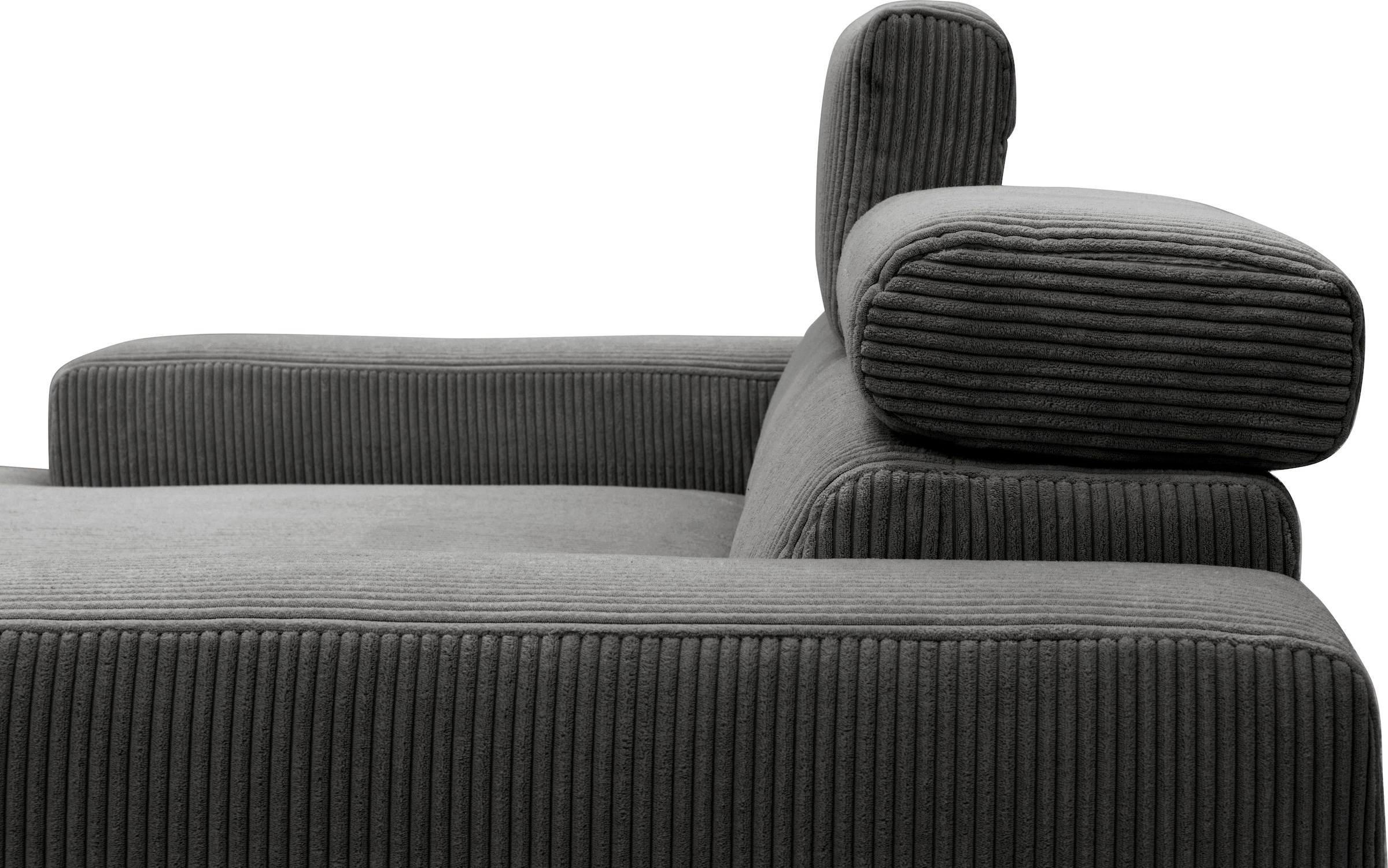 DOMO collection Ecksofa »Brandon B/T: 214/175 cm, belastbar bis 140kg/ Sitz, L-Form«, Cord, grau