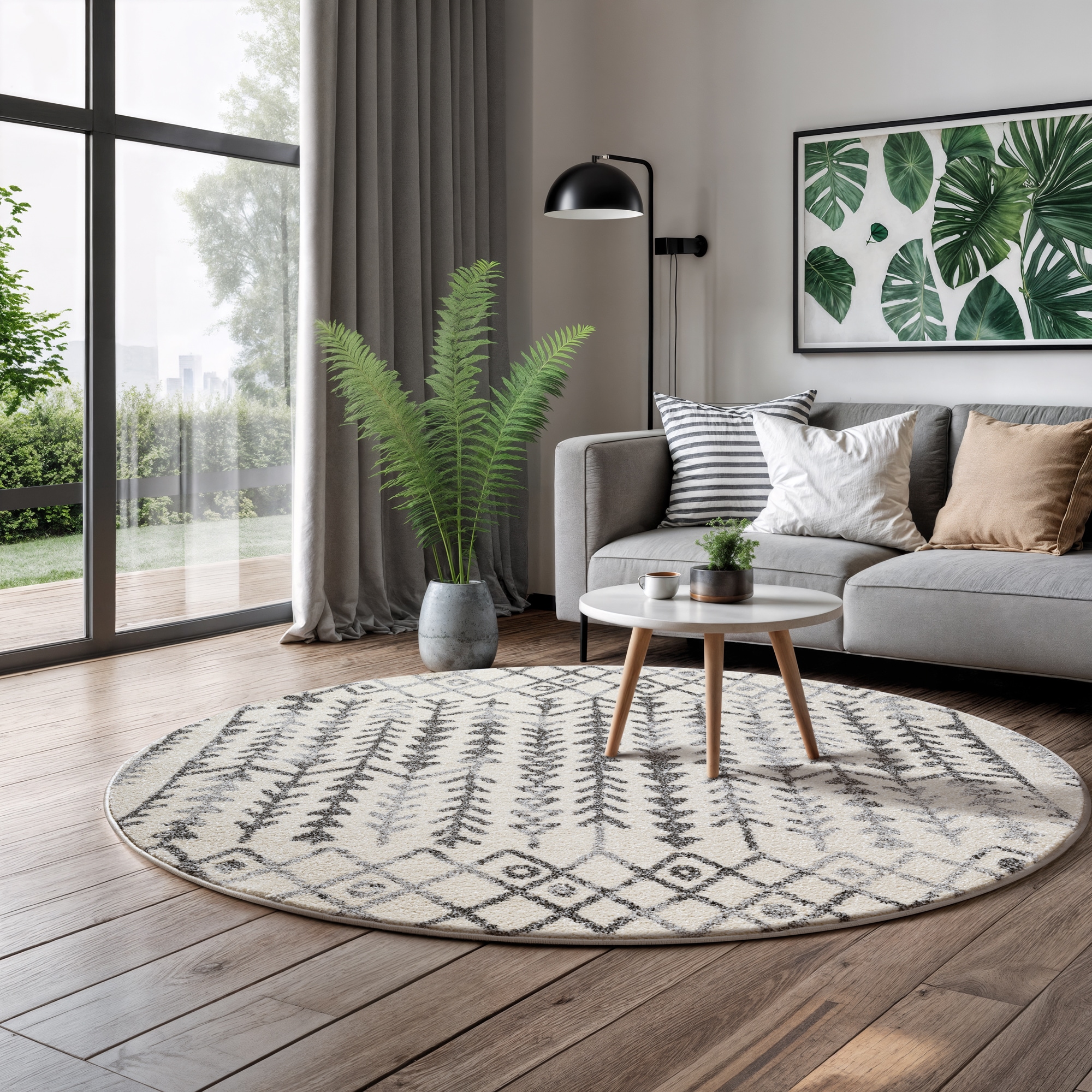 Sanat Teppich »Boho 8204« rund 10 mm Höhe Kurzflor, robust, Boho, Scandic, für Fussbodenheizung geeignet