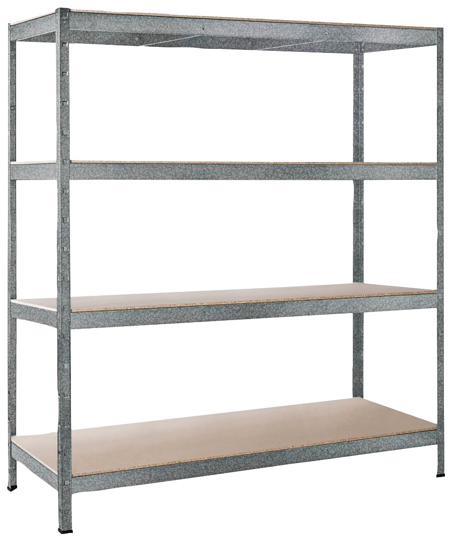 SCHULTE Regalwelt Schwerlastregal »Stecksystem-Grundregal XXL«, Metall grau, 1800x1600x600 mm, 4 Holzböden