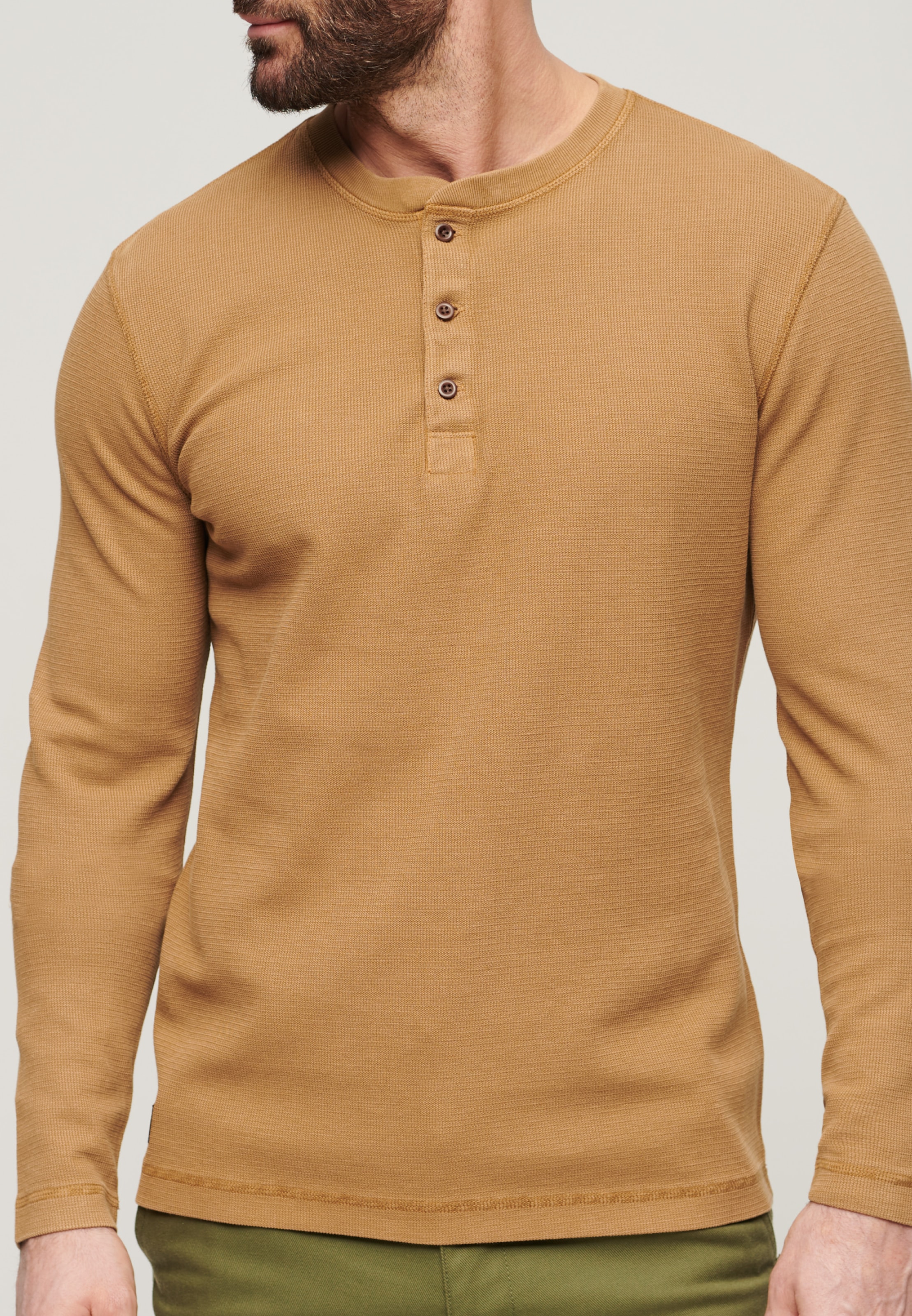 Superdry Langarmshirt »WAFFLE LONG SLEEVE HENLEY TOP«