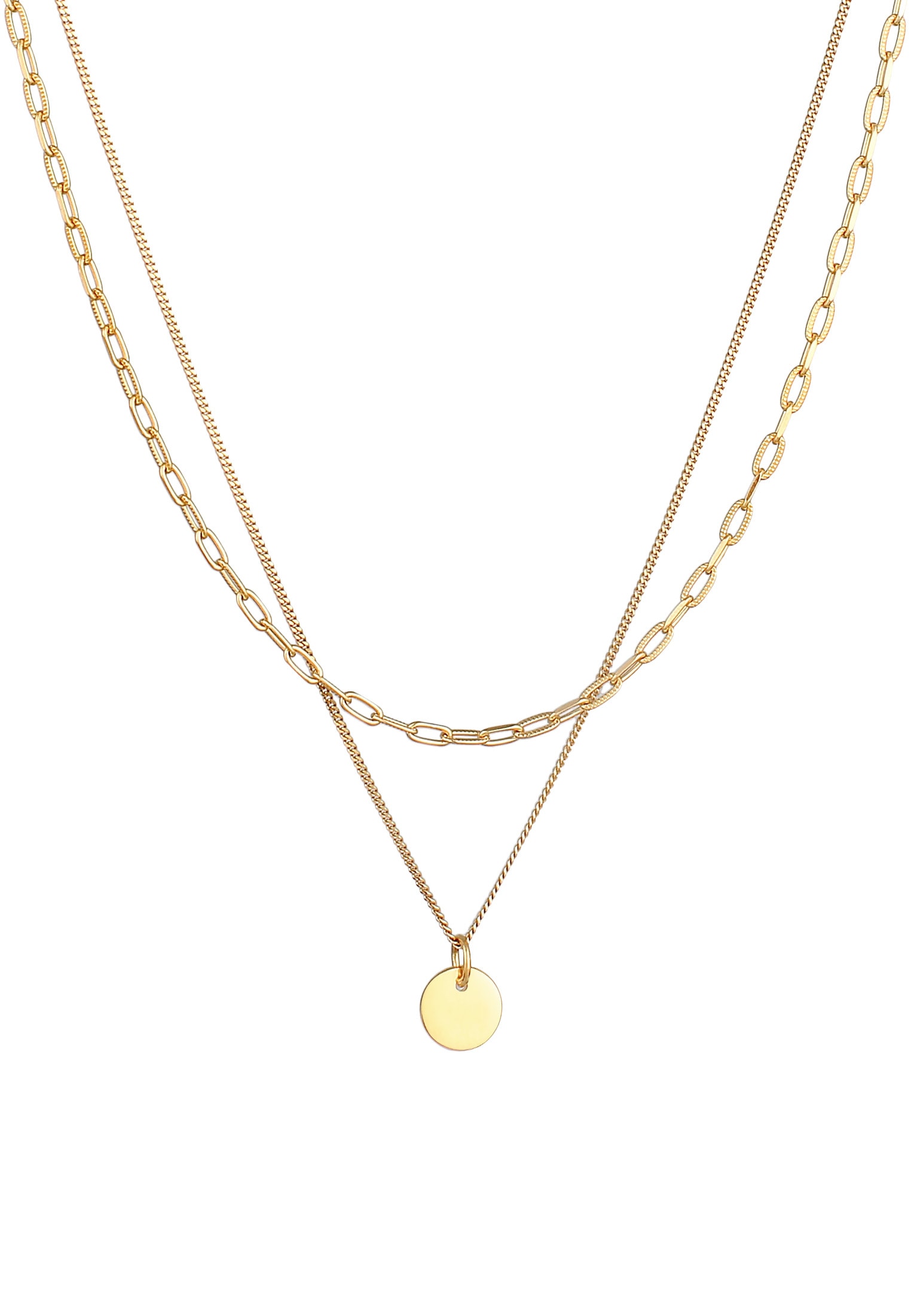 Elli Silberkette »Halskette Layer Plättchen Gliederkette 925 Silber«