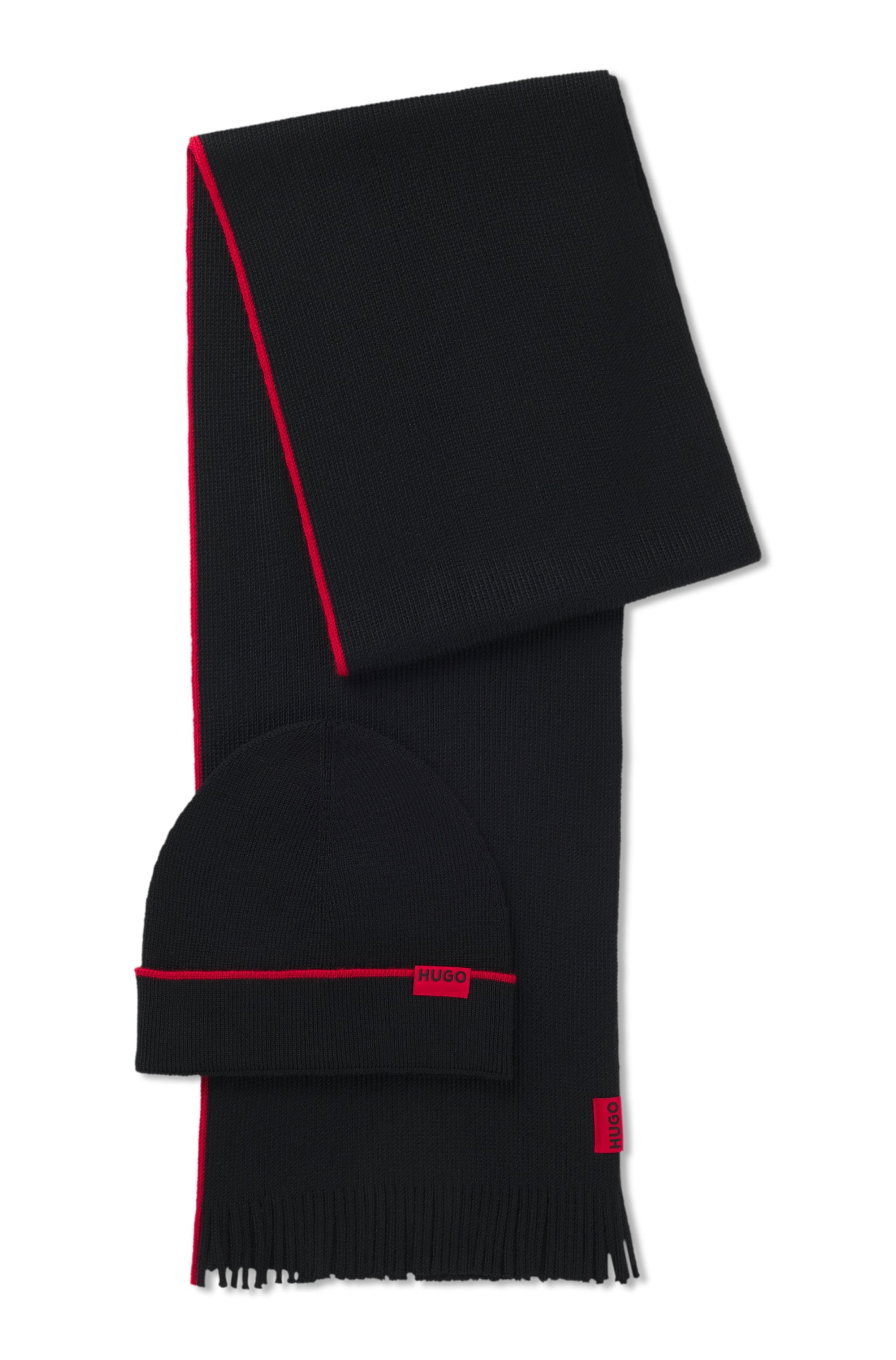 HUGO Schal »Zaschel Set« Set, mit passender Mütze, 2 Stk. tlg. aus Schurwollmix