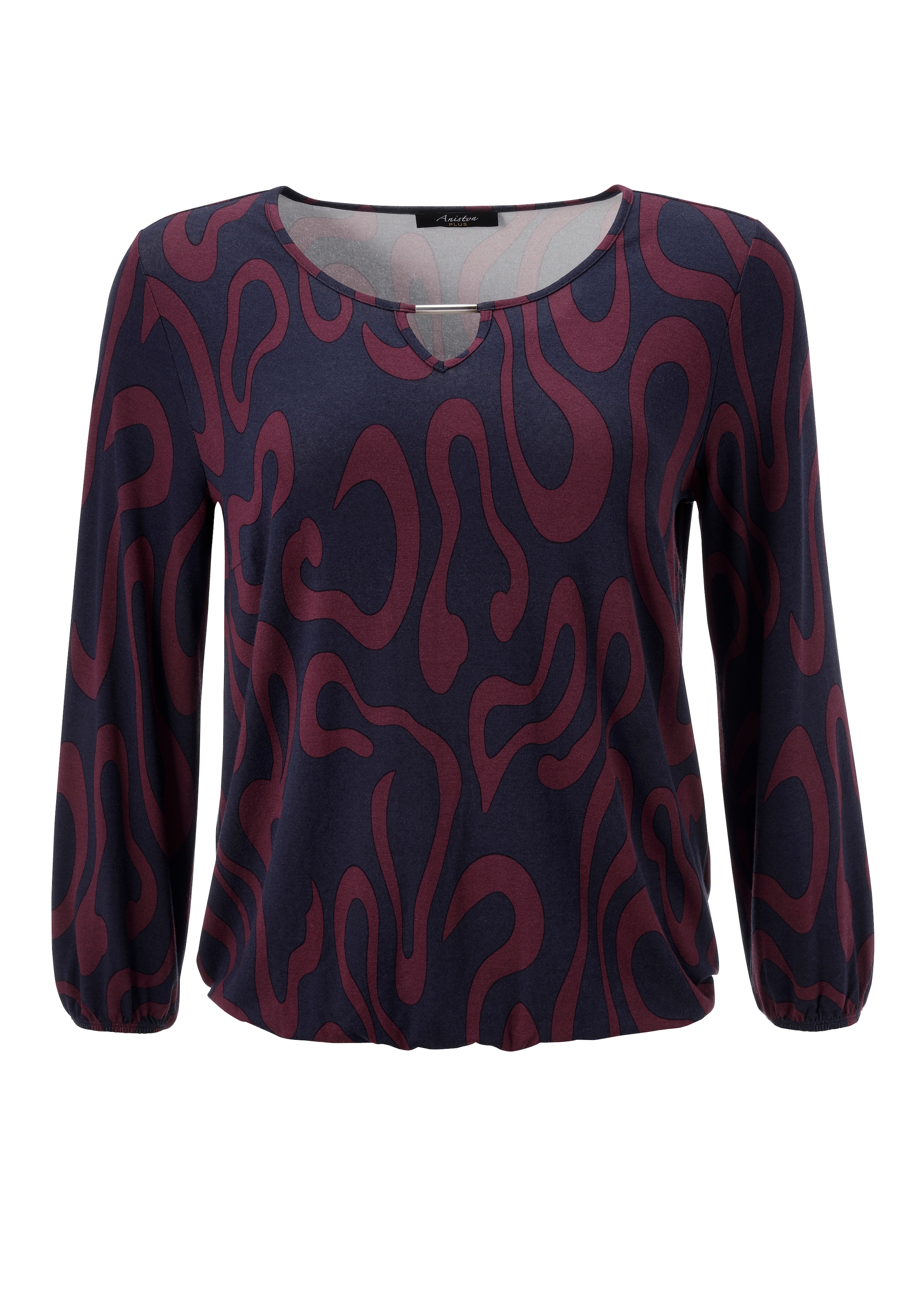 Aniston PLUS Langarmshirt, mit großflächigem, grafischen Druck