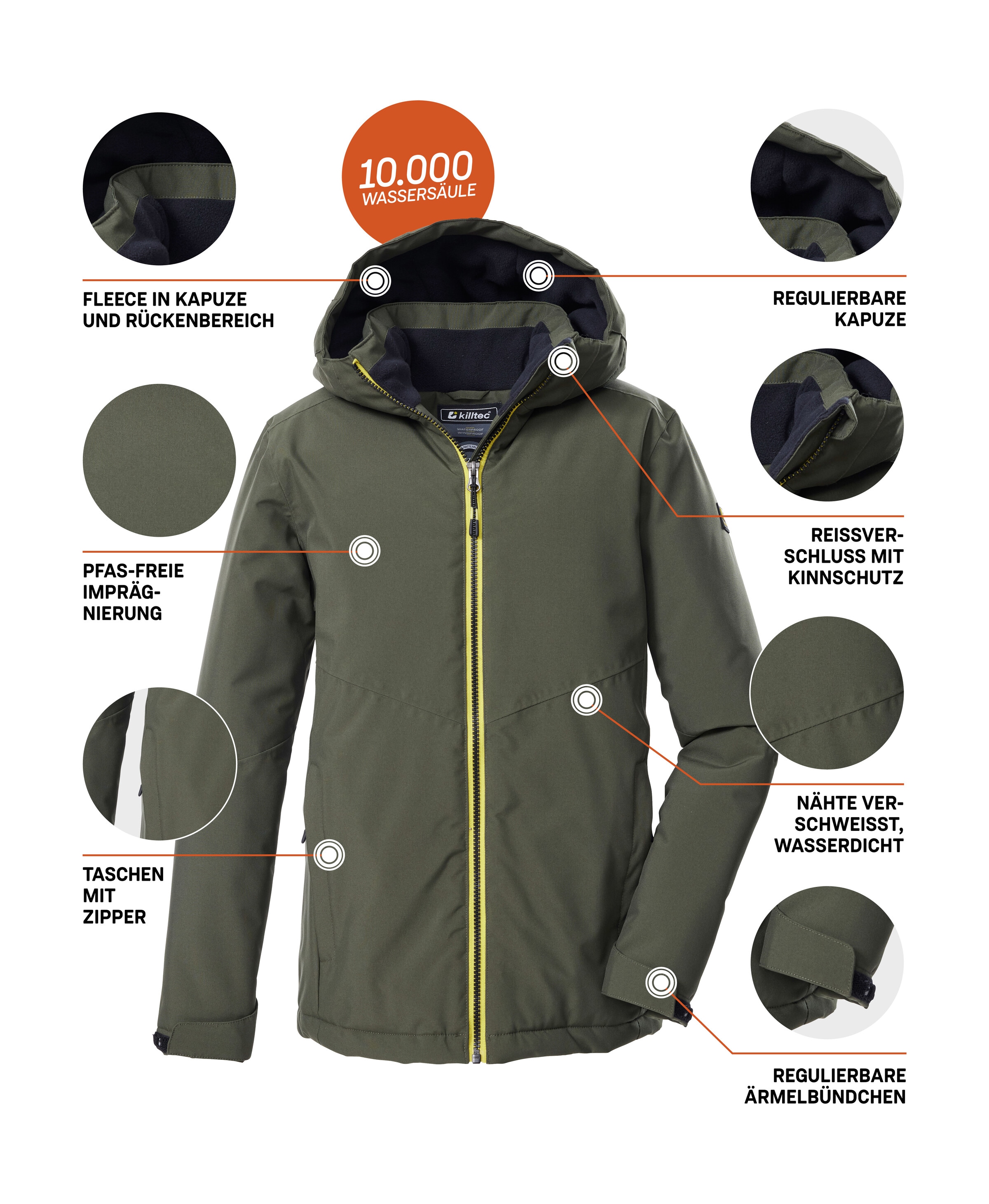 Killtec Funktionsjacke »KOW 221 BYS JCKT«, Wind- und wasserdichte Kinderjacke mit verstellbarer Kapuze
