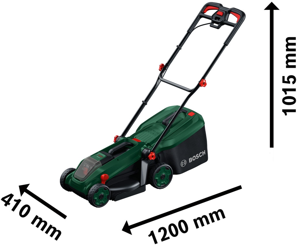 Bosch Home & Garden Akkurasenmäher »ROTAK18V-34« Kraftvoller 3-in-1-Mäher für kleine bis mittelgroße Rasenflächen