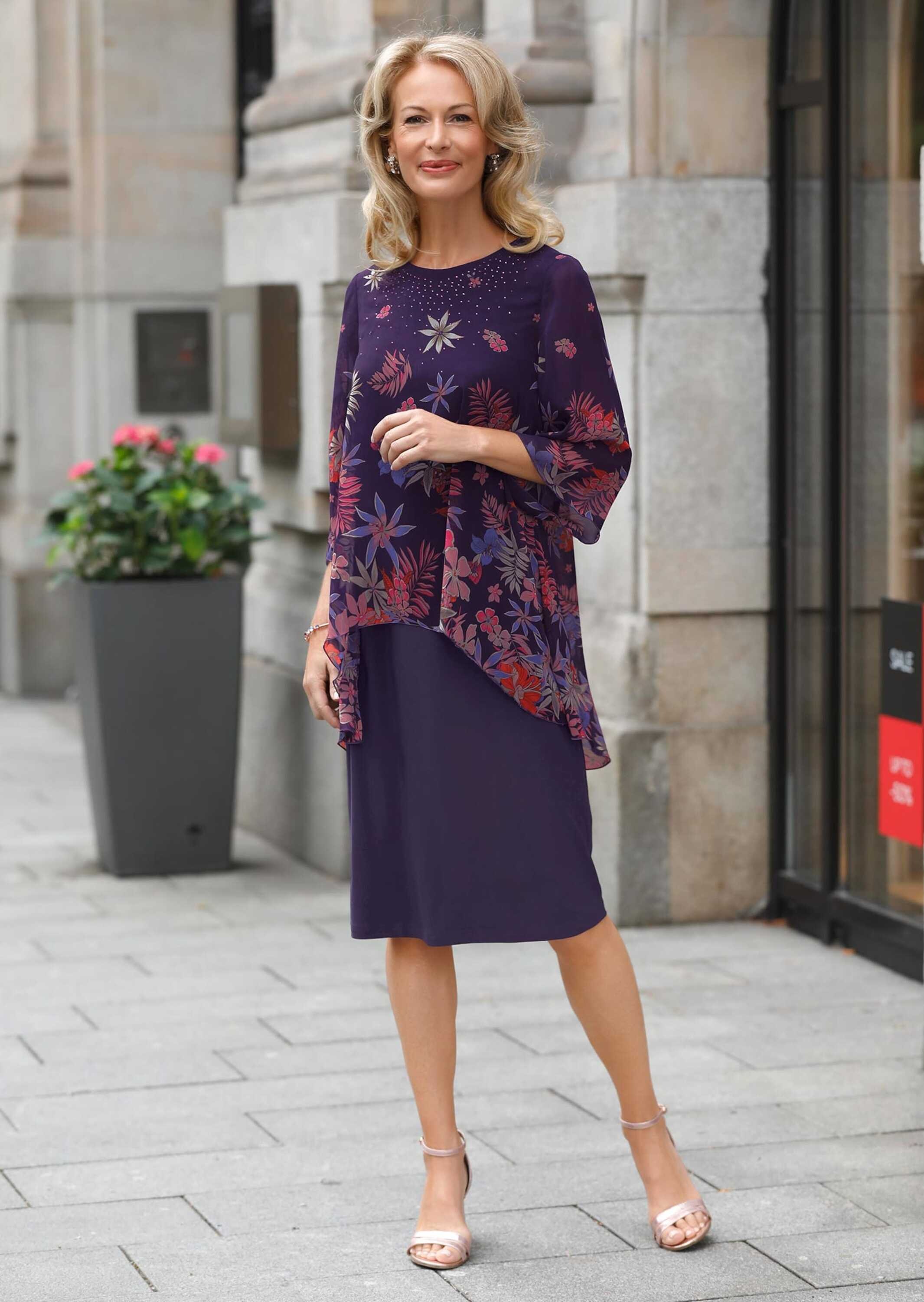 GOLDNER Etuikleid »Kleid mit floralem Chiffonüberwurf«