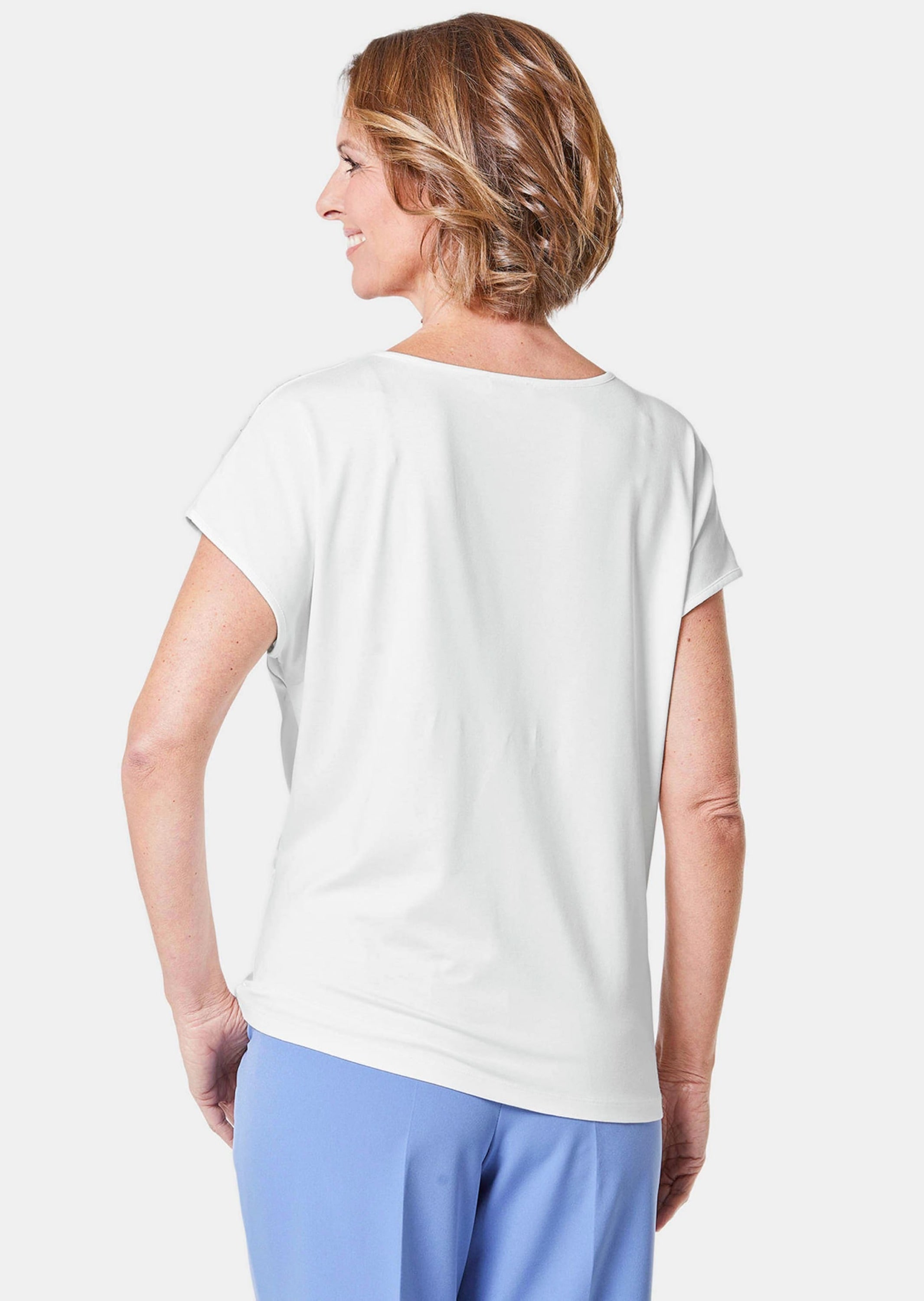 GOLDNER Kurzarmbluse »Blusenshirt mit schimmernden Glitzersteinen«