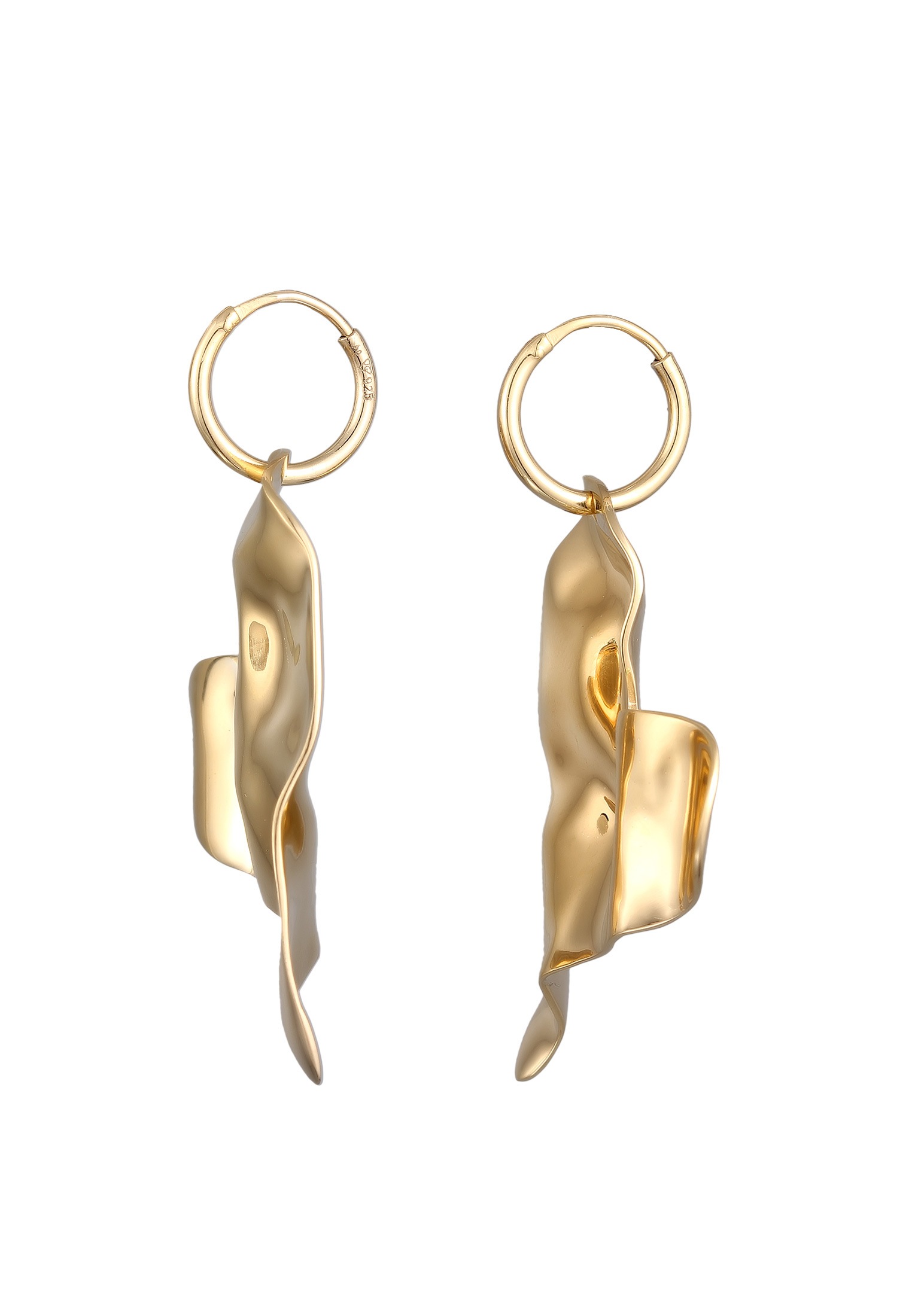 Elli Premium Paar Creolen »Ohrringe Creolen Herz 925 Sterling Silber vergoldet«