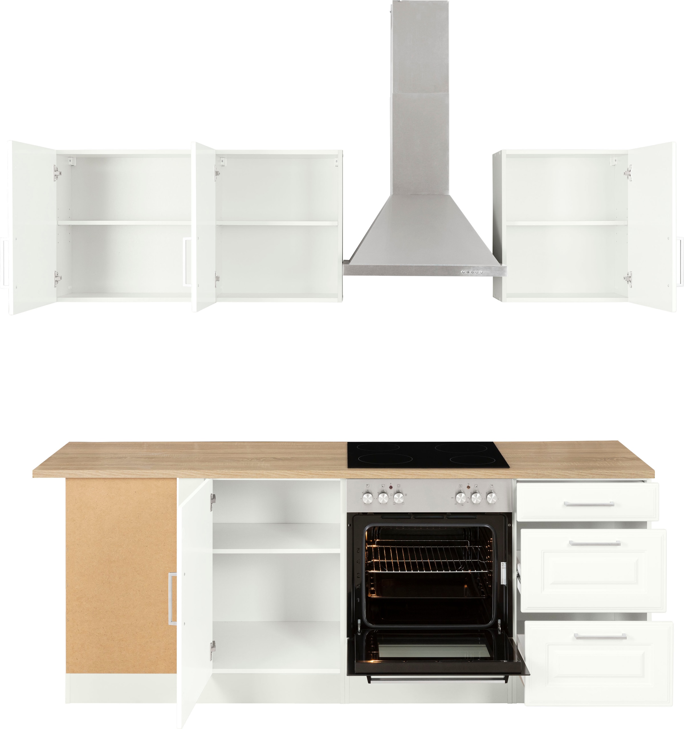 KOCHSTATION Winkelküche »KS-Stockholm – Küche mit hochwertiger und detailreicher Landhausfront« Stellbreite 220x220 cm, wahlweise mit E-Geräten, MDF-Fronten