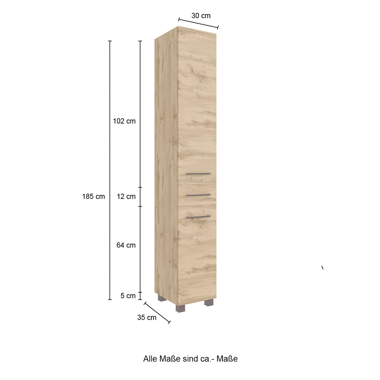 welltime Badmöbel-Set »Chicago«, (3 St., Spiegelschrank, Unterbeckenschrank, Seitenschrank)