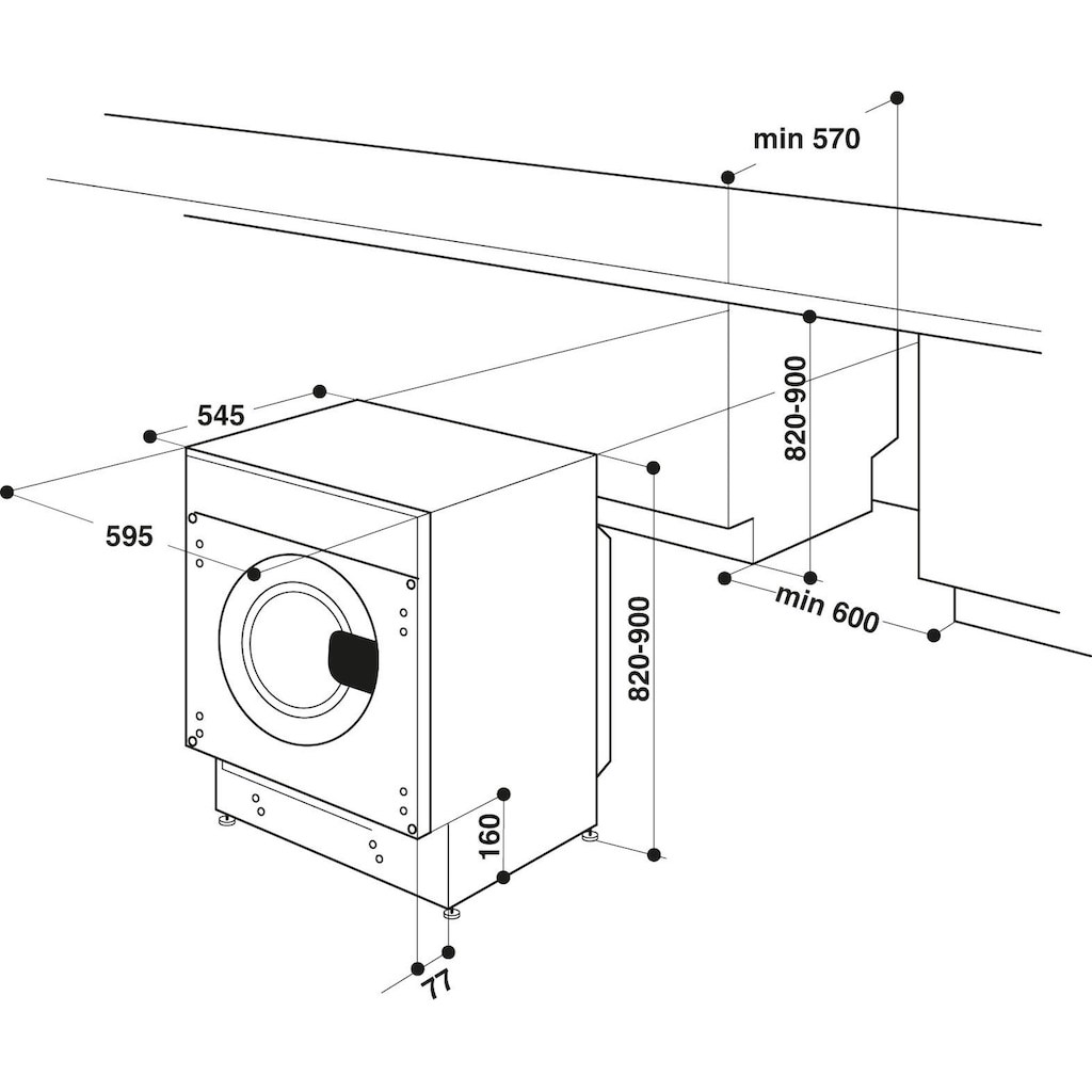 BAUKNECHT Einbauwaschmaschine »BI WMBG 71483E DE N«, BI WMBG 71483E DE N, 7 kg, 1400 U/min