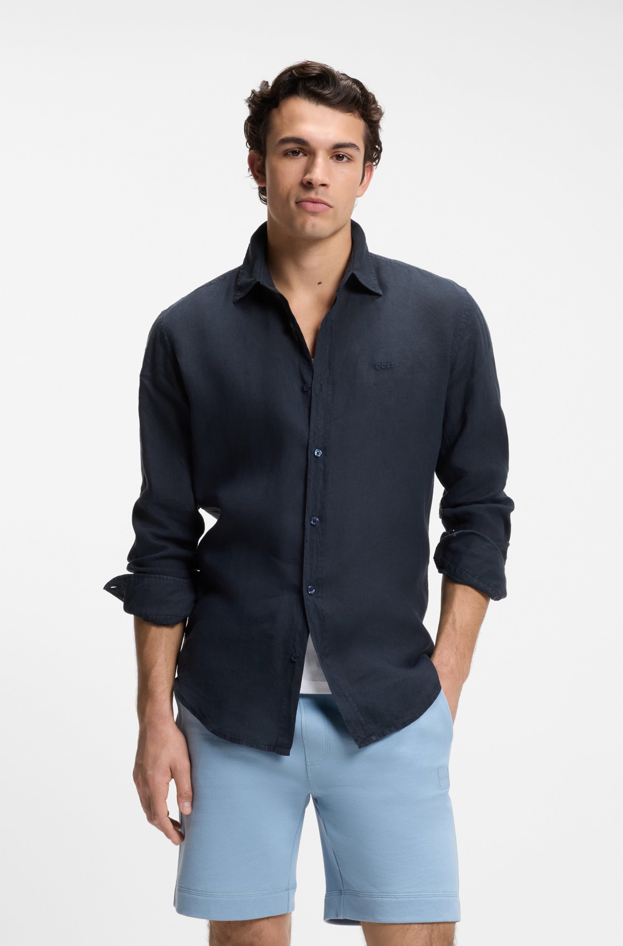 BOSS ORANGE Leinenhemd »Relegant 6 M« Kentkragen, reines Leinen, Regular Fit