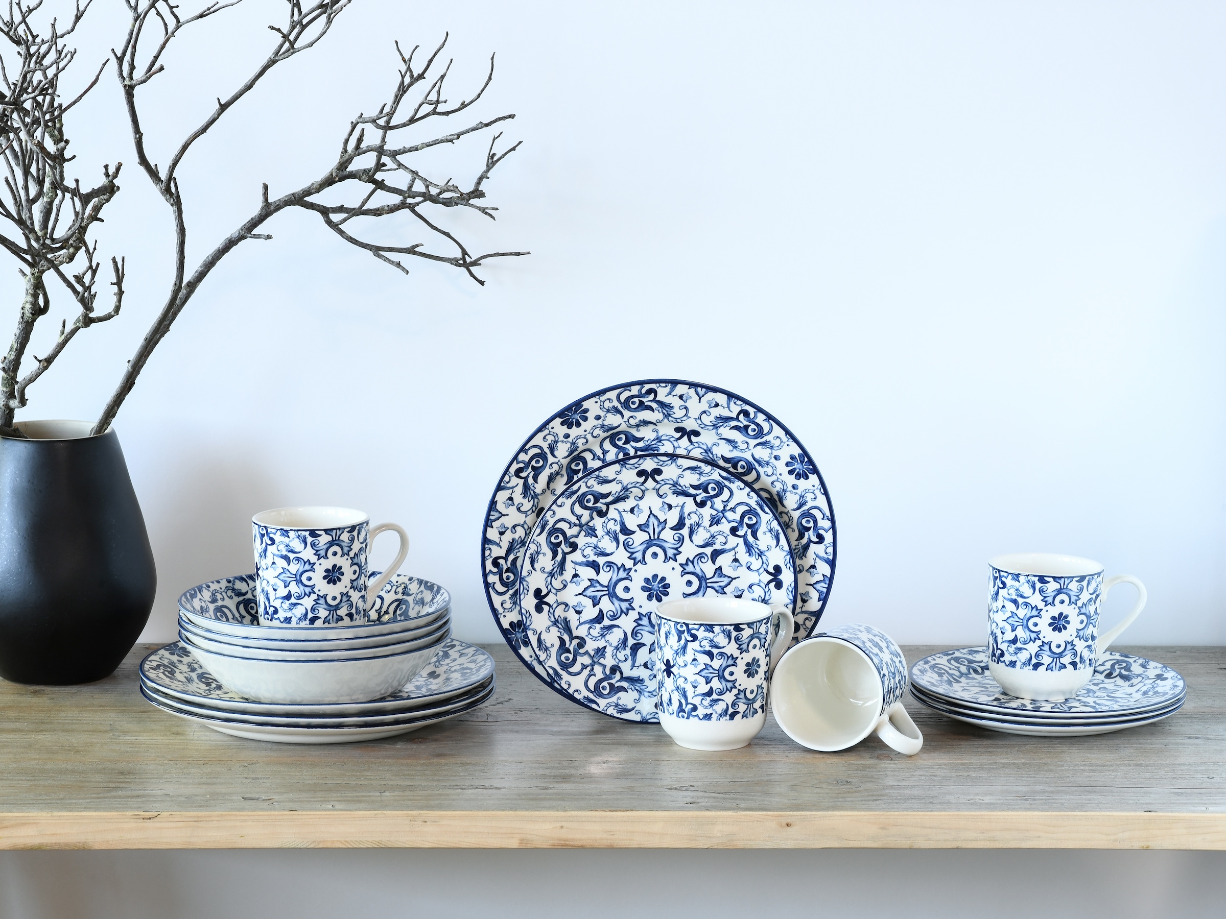 CreaTable Kombiservice »Fresco Blau, Kombi-Service 16-tlg« Ornamentmotiv, Mediterran