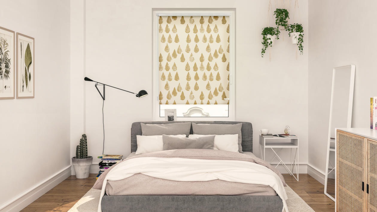 LICHTBLICK ORIGINAL Seitenzugrollo »Rollo Klemmfix, ohne Bohren, Verdunkelung, Golden Drops - Gold«, verdunkelnd, Verdunkelung-energiesparend, freihängend