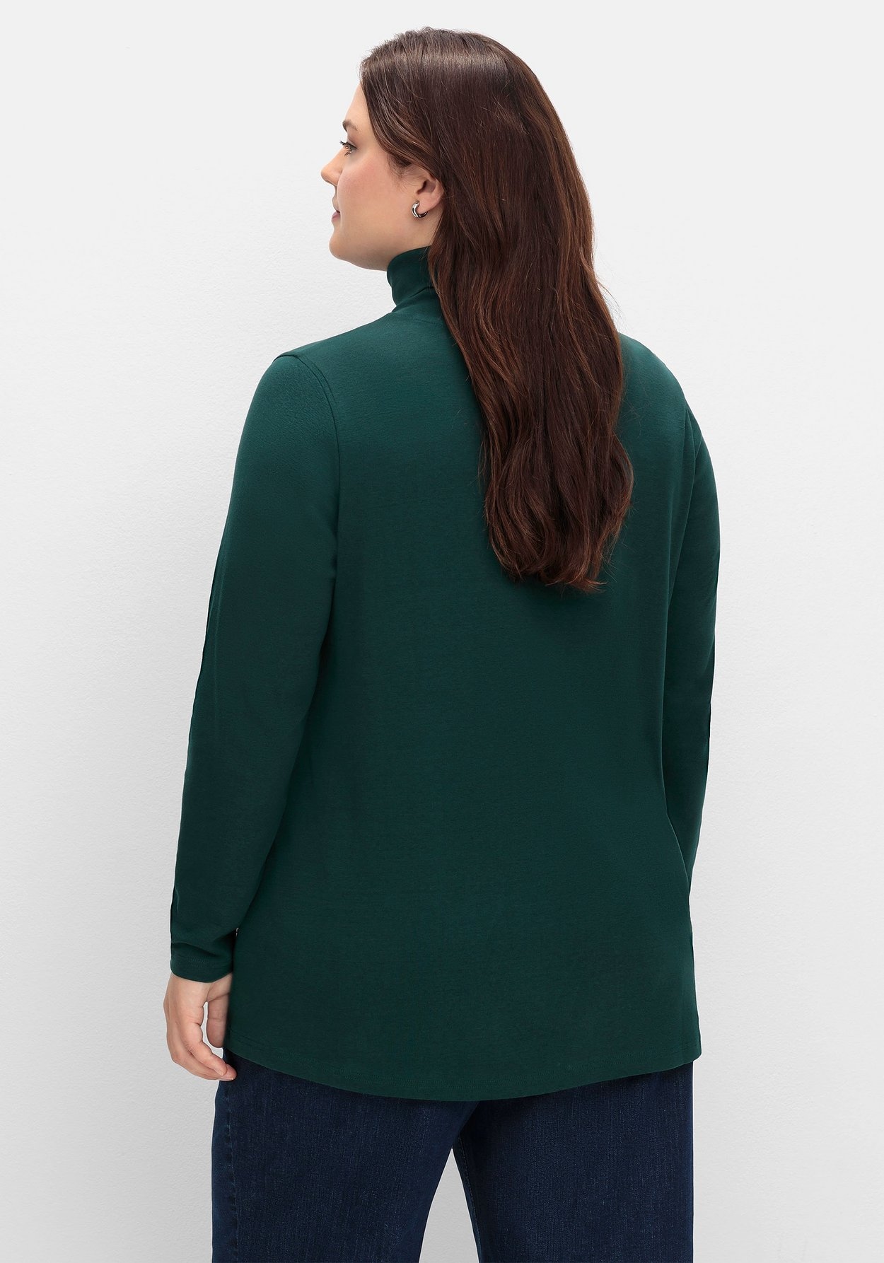 Sheego Langarmshirt »Langarmshirt mit Rollkragen, in A-Linie«, mit Rollkragen, in A-Linie
