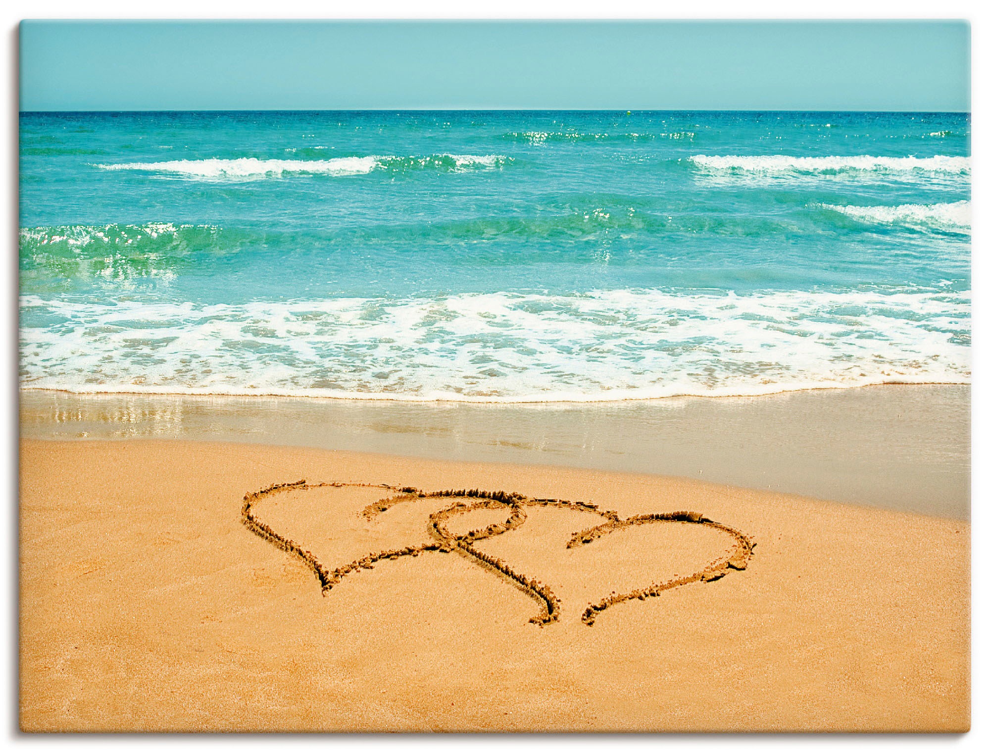 Artland Wandbild »Herzen im Sand«, Strand, (1 St.), in vielen Größen & Produktarten - Alubild / Outdoorbild für den Außenbereich, Leinwandbild, Poster, Wandaufkleber / Wandtattoo auch für Badezimmer geeignet