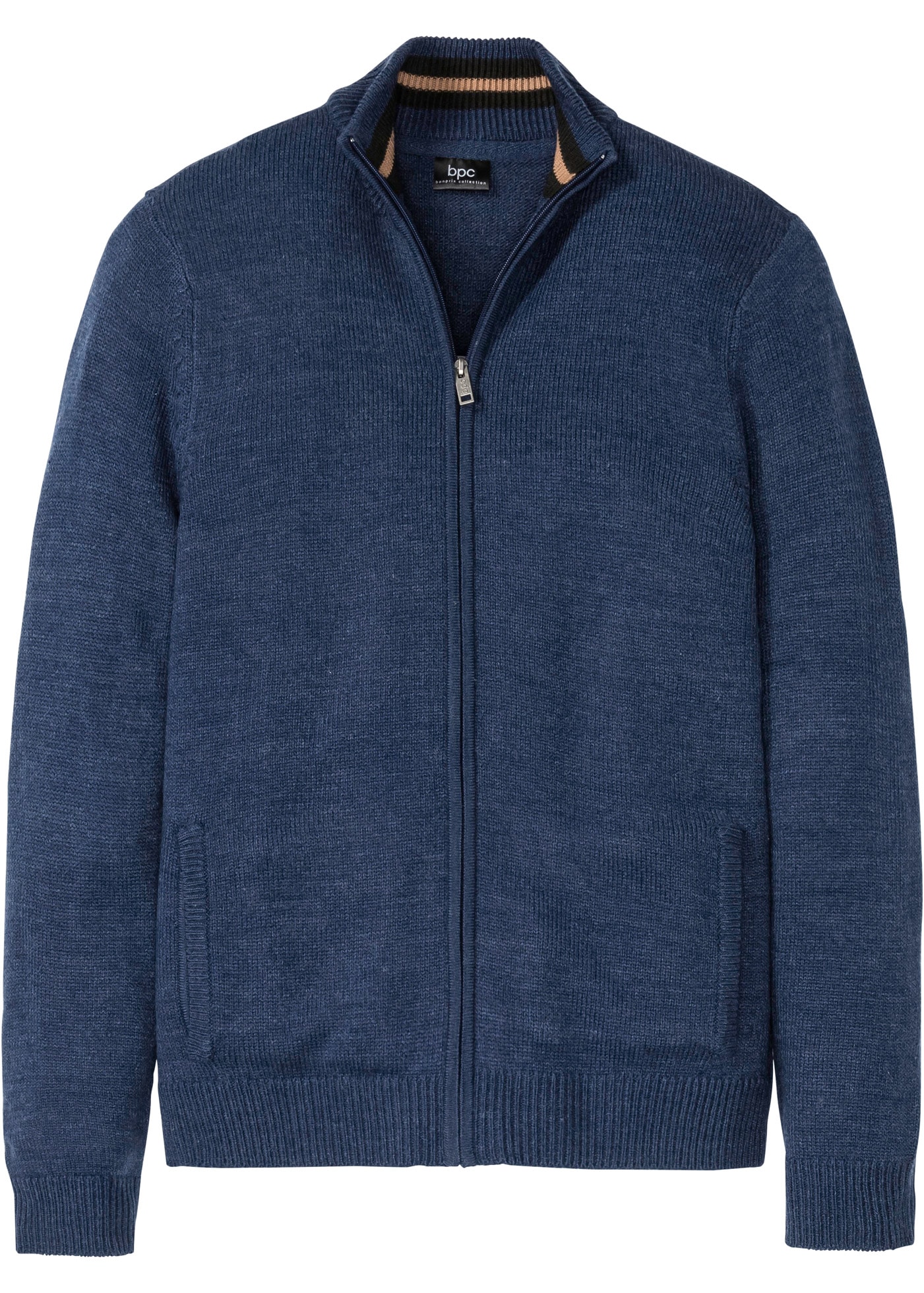 bonprix Strickjacke »Feinstrickjacke« mit Stehkragen, Reißverschluss, Eingrifftaschen, Regular Fit