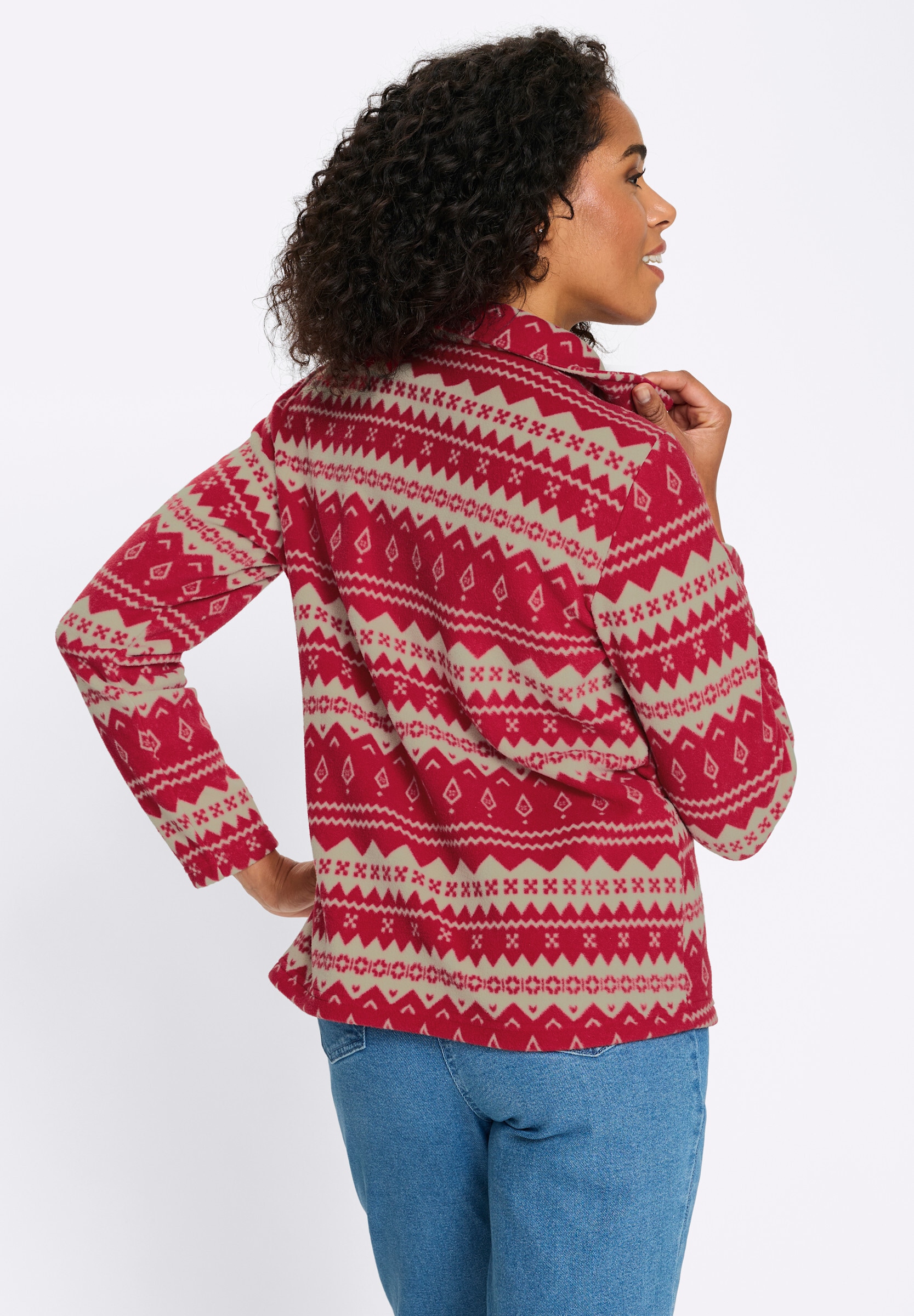 Sieh an! Fleeceshirt »Fleece-Shirt Fleeceshirt mit Streifen-Muster«