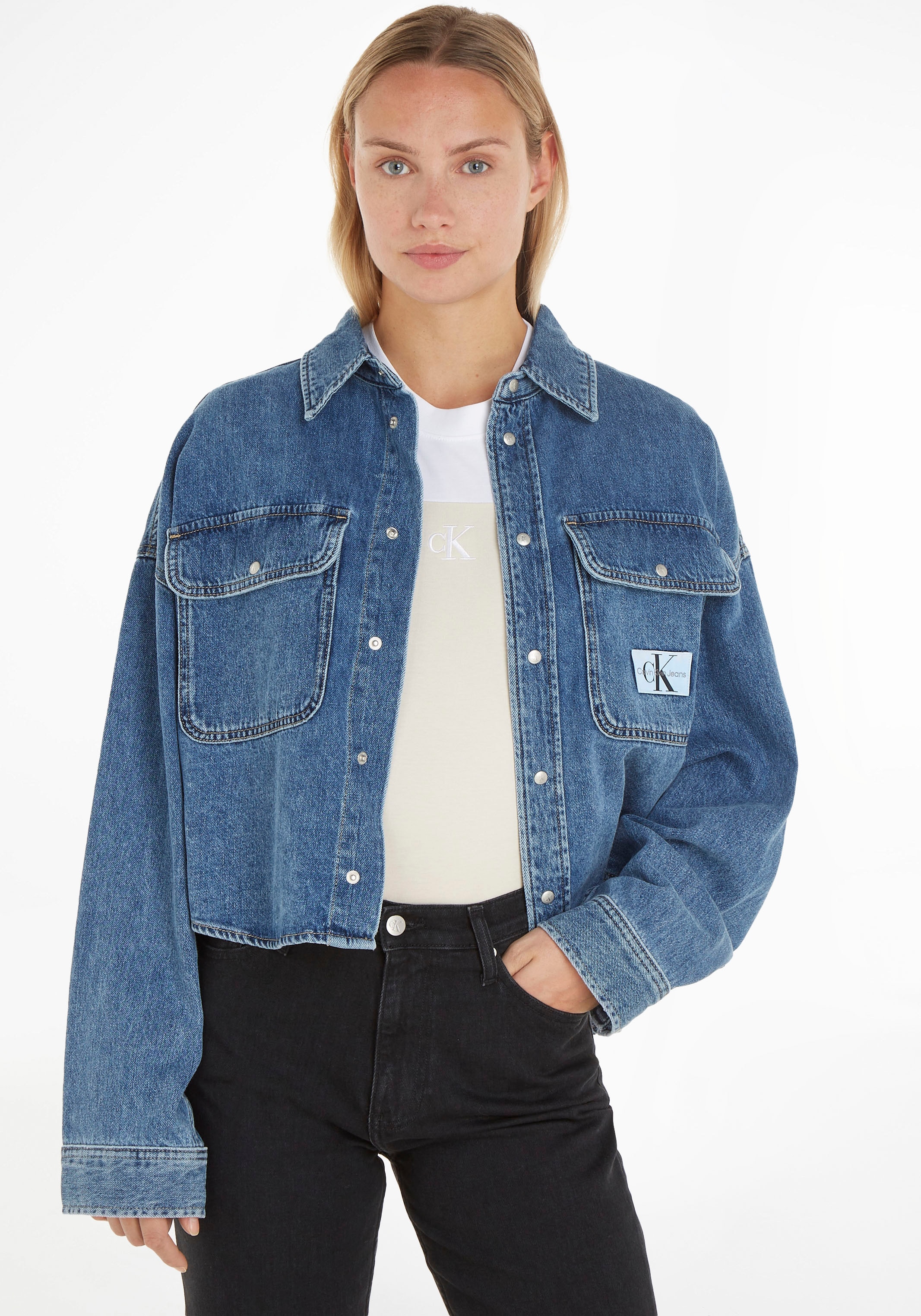 Calvin Klein Online CROP ROUNDED Jeans »OVERSIZED SHIRT« HEM Shop im Jeansbluse OTTO