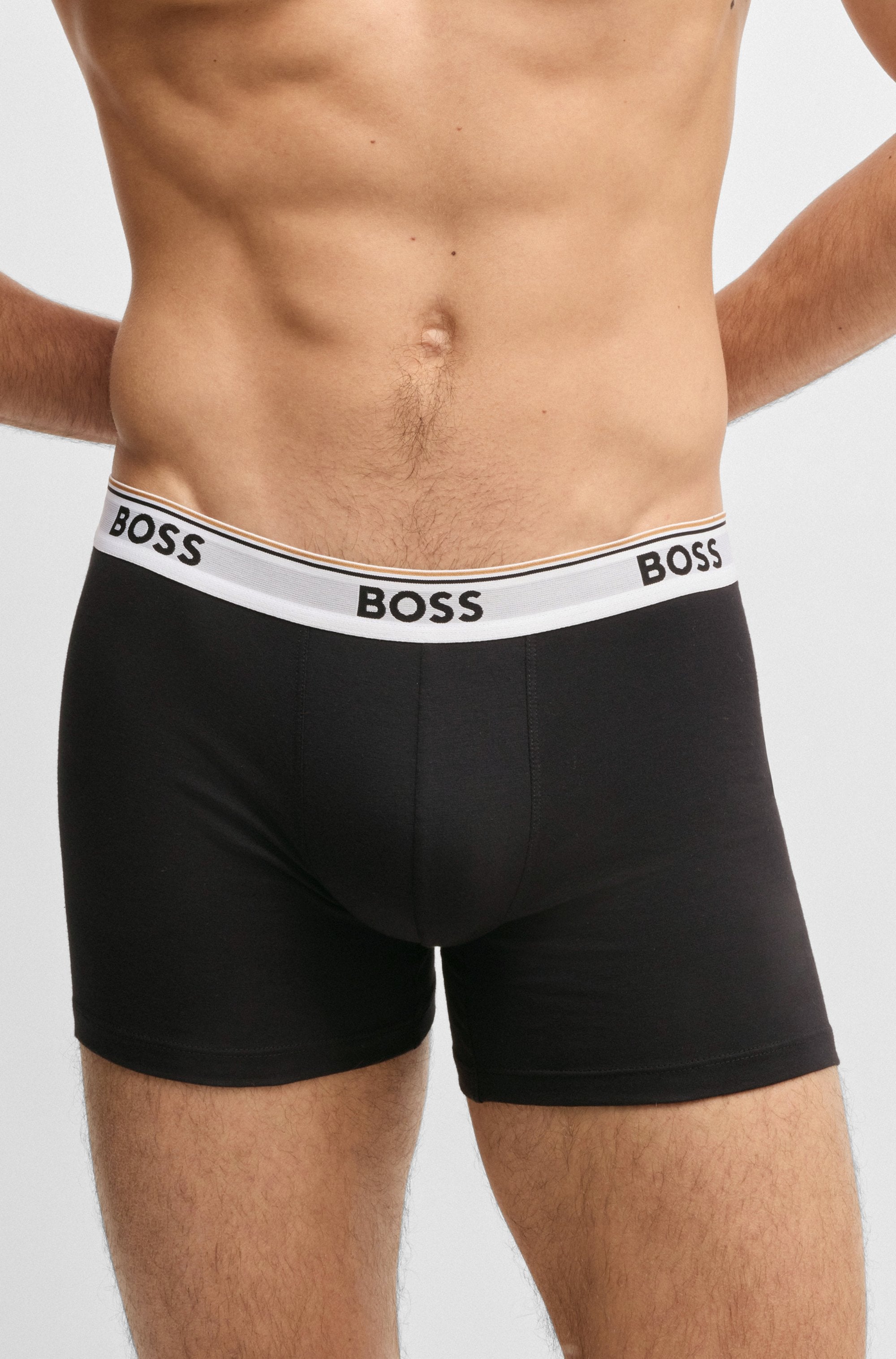 BOSS Langer Boxer »Brief 3 PACK«, mit farblich passendem Webbund