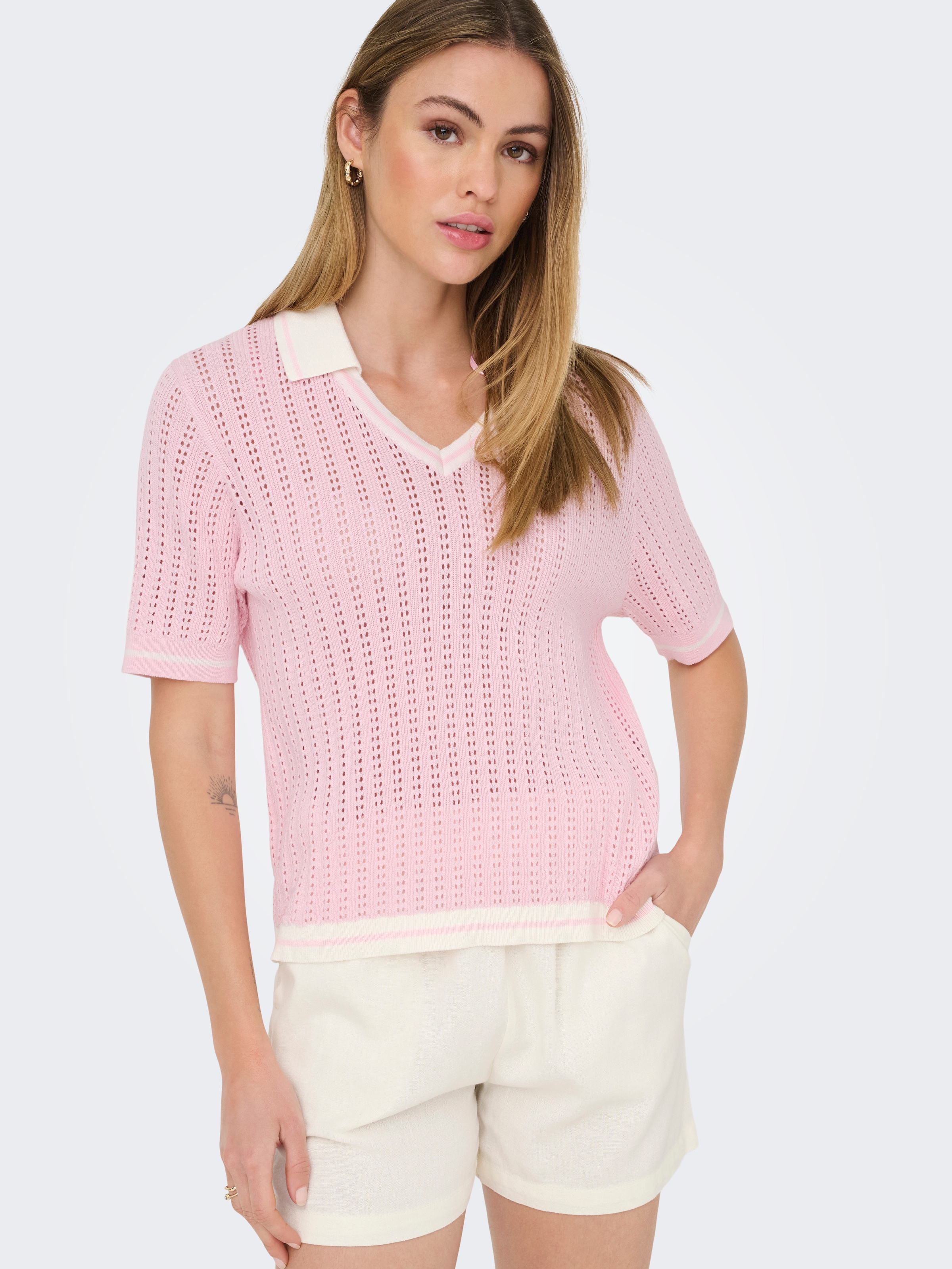 ONLY Polokragenpullover »ONLSPORTI SS POLO KNT NOOS« Baumwolle, regular fit