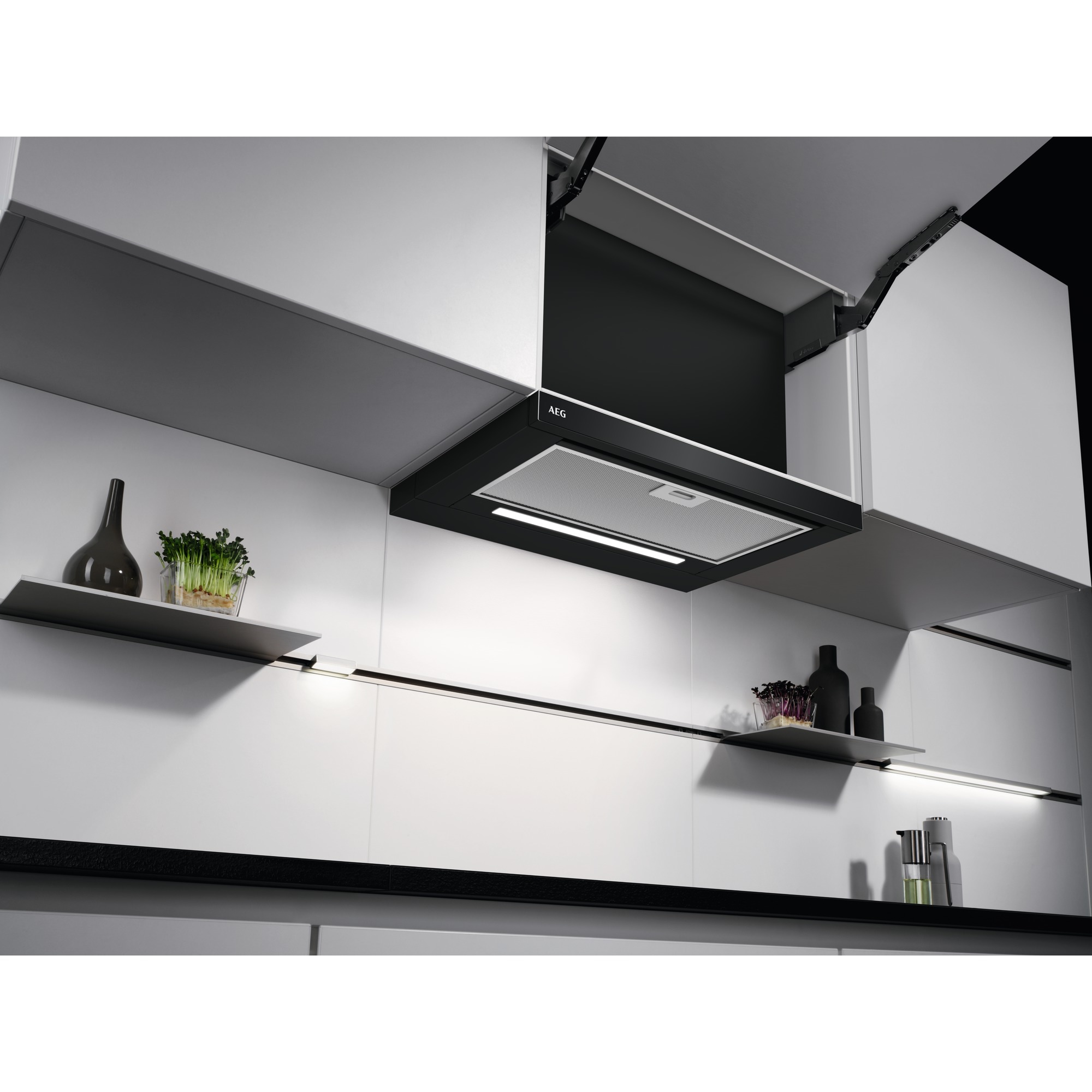 AEG Flachschirmhaube »DPE5660B« Serie 5000 Hochleistungsmotor, Abluft- und Umluftbetrieb, LED-Leuchtstreifen