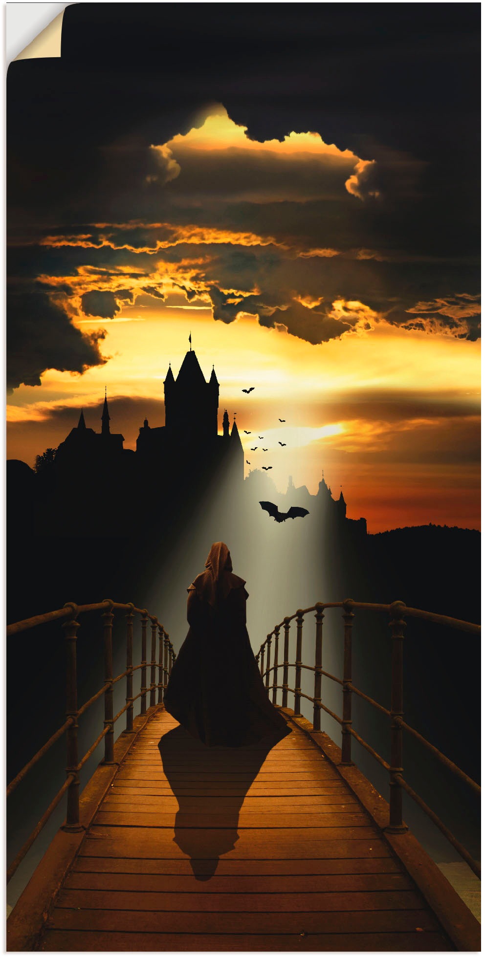 Artland Wandbild »Der Mönch auf dem Weg zur Burg«, Dark Fantasy, (1 St.),  als Alubild, Leinwandbild, Wandaufkleber oder Poster in versch. Größen  bestellen bei OTTO