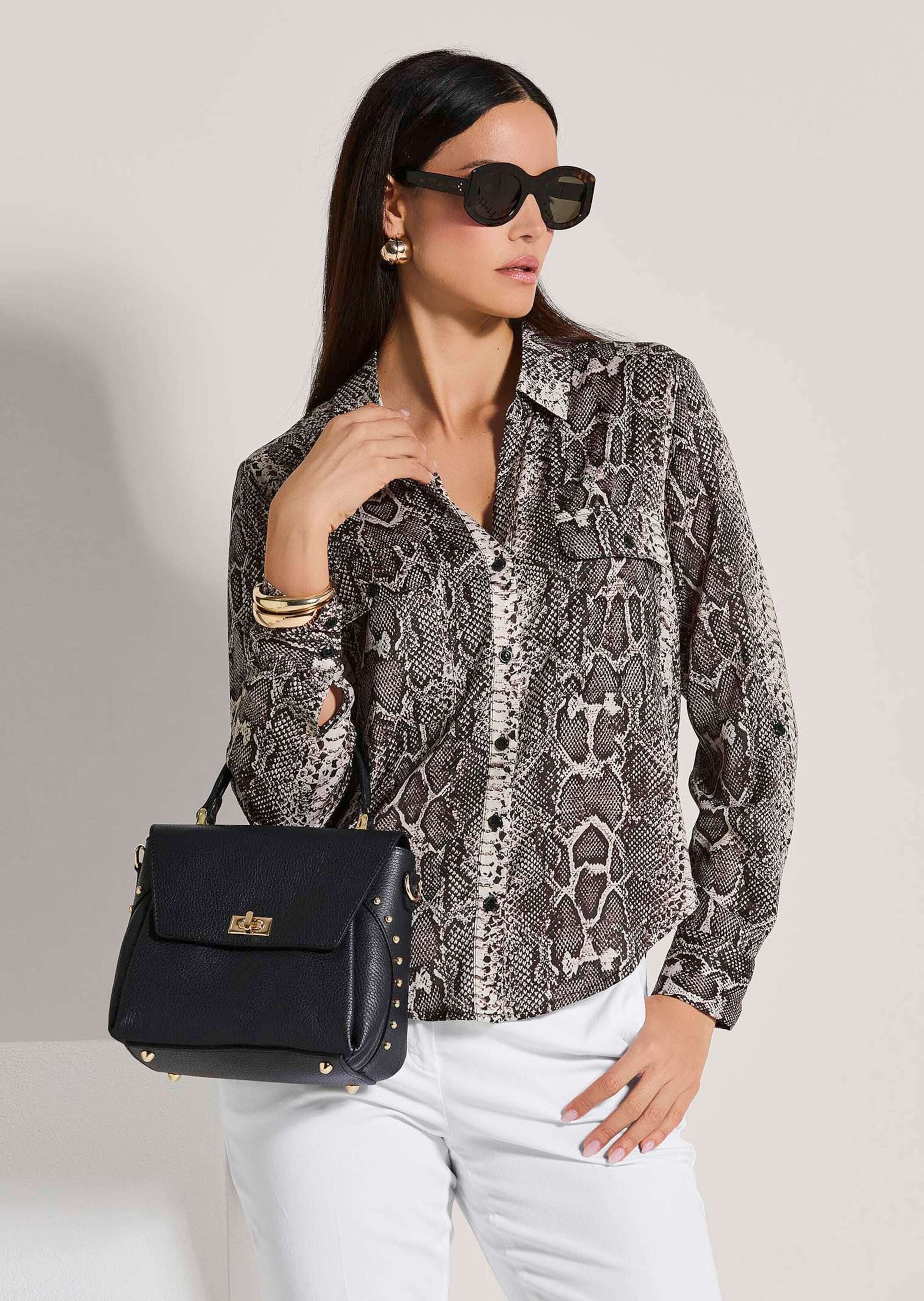 MADELEINE Hemdbluse »Bluse Lange Hemdbluse mit Unikat-Print«