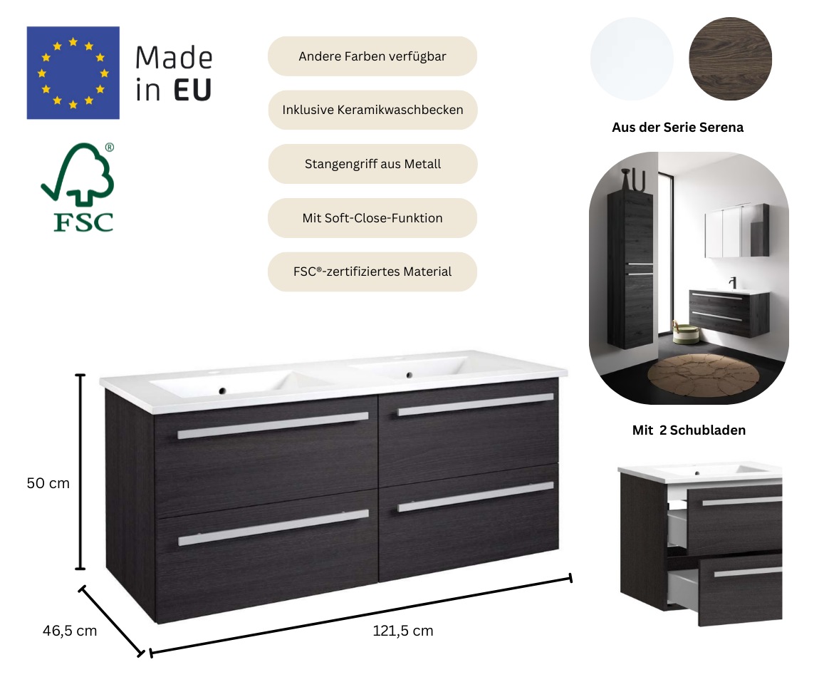 welltime Doppelwaschbecken »Serena«