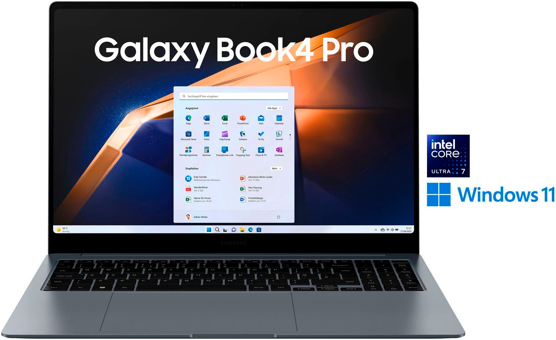 Samsung Notebook »NP960X Galaxy Book4 Pro 16''«, 40,6 cm, / 16 Zoll, Intel, Core Ultra 7, 512 GB SSD, Intel Core Ultra 7 Prozessor, 16 GB + 512 GB