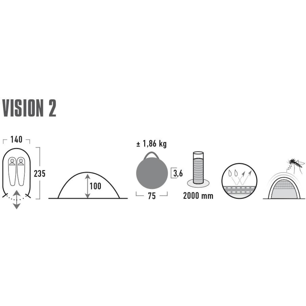 High Peak Wurfzelt »Pop up Zelt Vision 2«, 2 Personen, (mit Transporttasche)