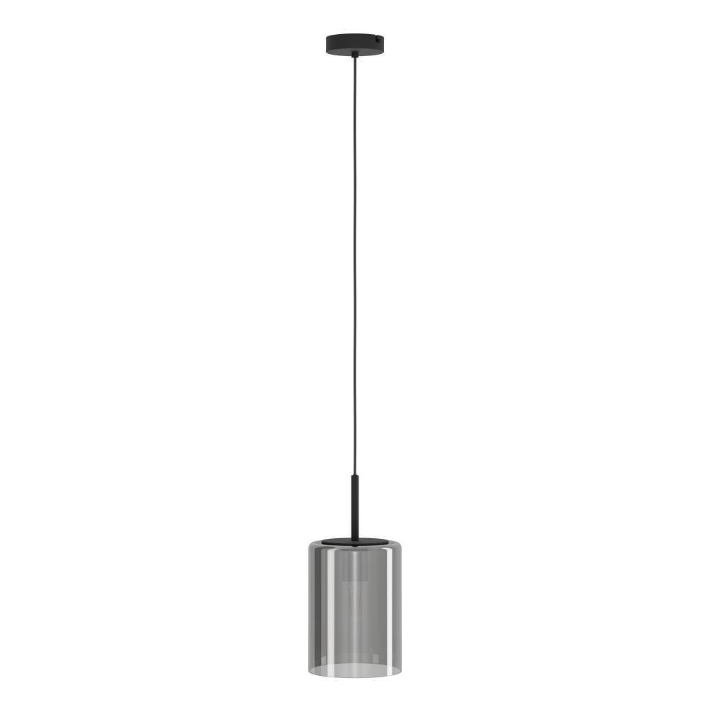 EGLO Pendelleuchte »CADAQUES 1 Pendellampe, schwarz, Rauchglas, Hängelampe, exkl. E27«, 1 flammig, Leuchtmittel E27 | ohne Leuchtmittel, Hängeleuchte, Esszimmer, Wohnzimmer, modern und elegant, H:110xD:16cm