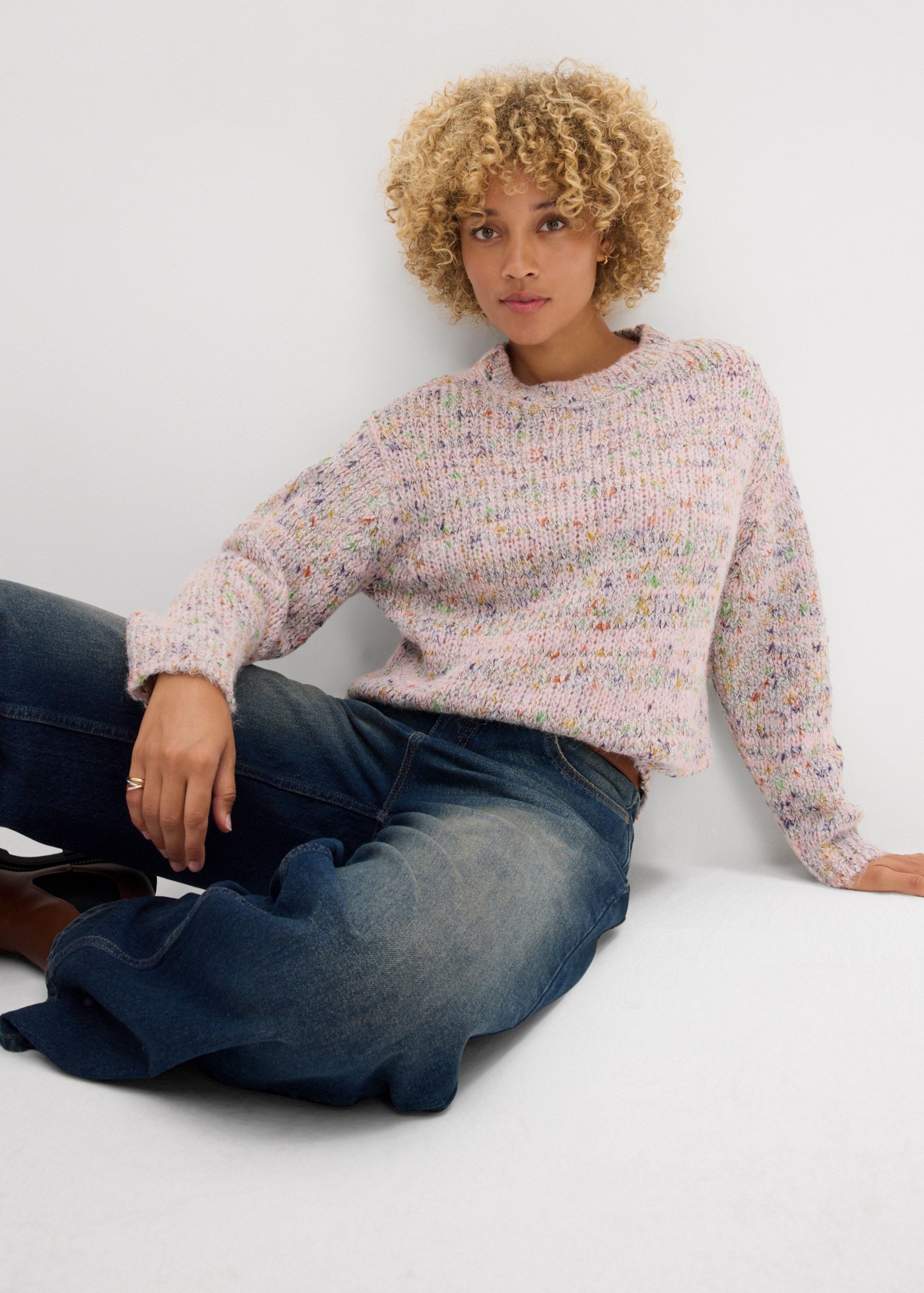 bonprix Strickpullover mit Rundhalsausschnitt, in Oversize-Passform, im Casual-Stil